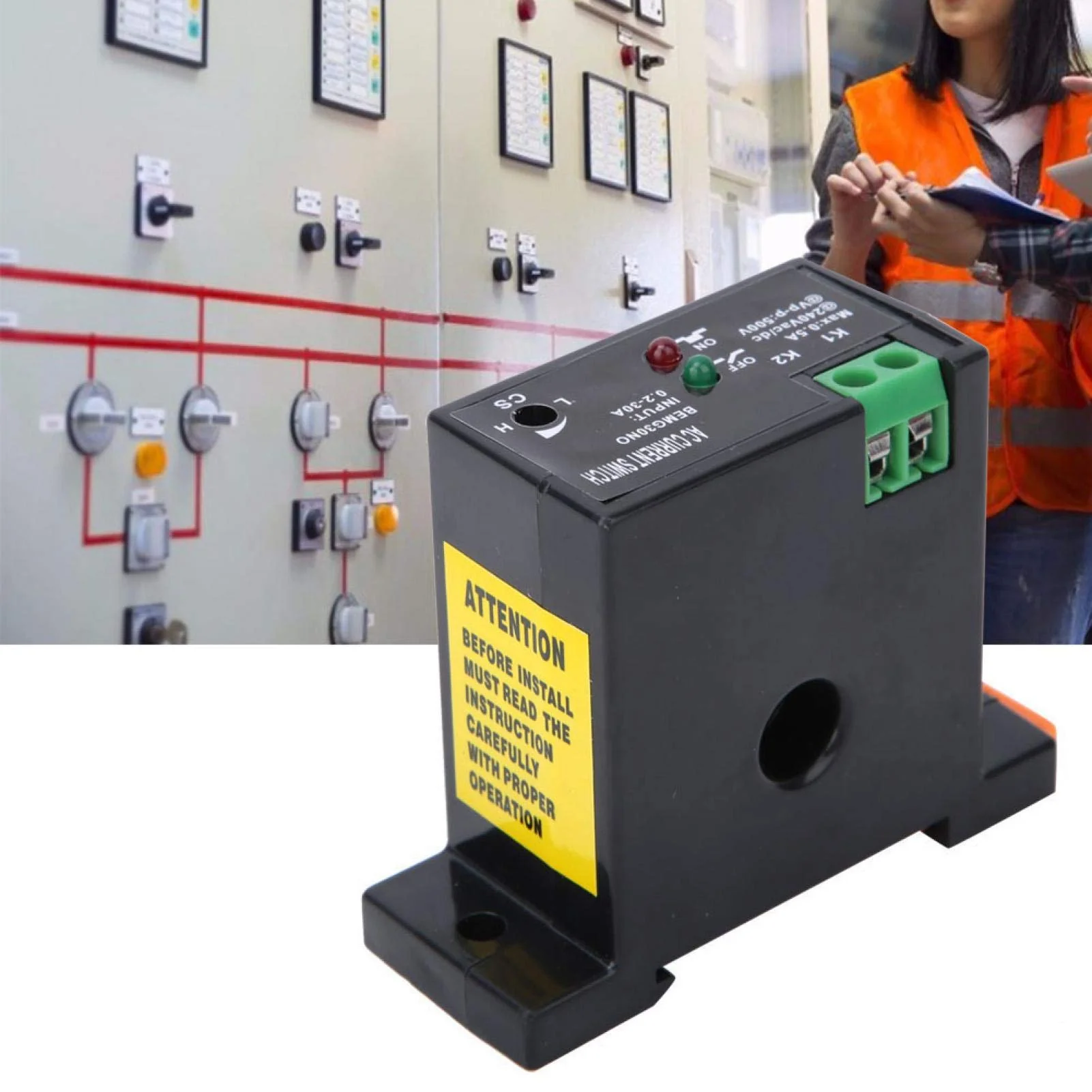 Uadme Adjustable Current Switch, Current Meter Switch AC 240V 0.2-30A, Normally Open Current Sensor Control Switch, for Industrial Automation Devices, Buzzer, Relay, Microcontroller - Image 2