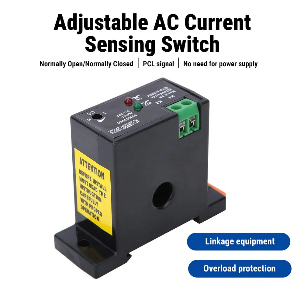 Uadme Adjustable Current Switch, Current Meter Switch AC 240V 0.2-30A, Normally Open Current Sensor Control Switch, for Industrial Automation Devices, Buzzer, Relay, Microcontroller - Image 5