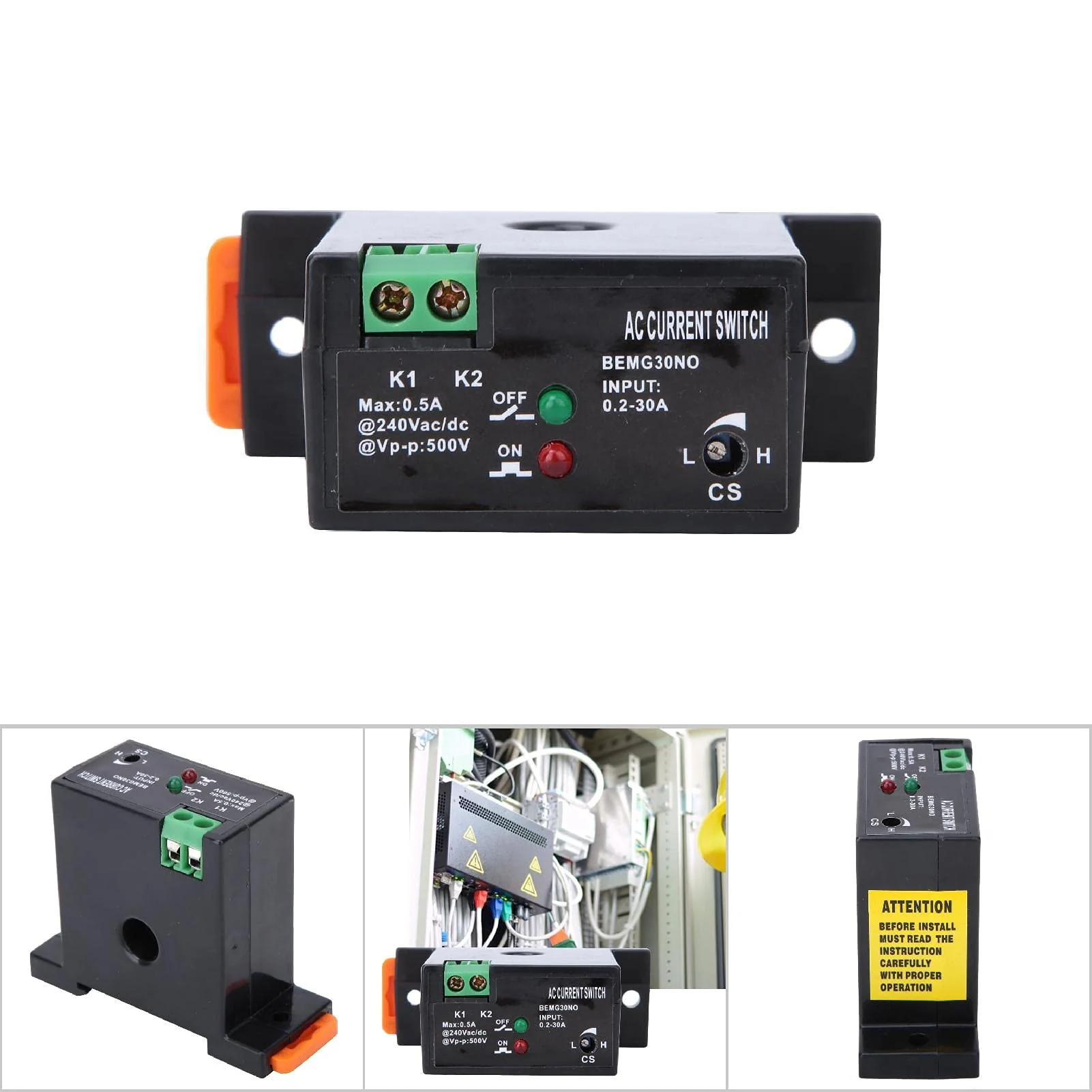Uadme Adjustable Current Switch, Current Meter Switch AC 240V 0.2-30A, Normally Open Current Sensor Control Switch, for Industrial Automation Devices, Buzzer, Relay, Microcontroller - Image 7
