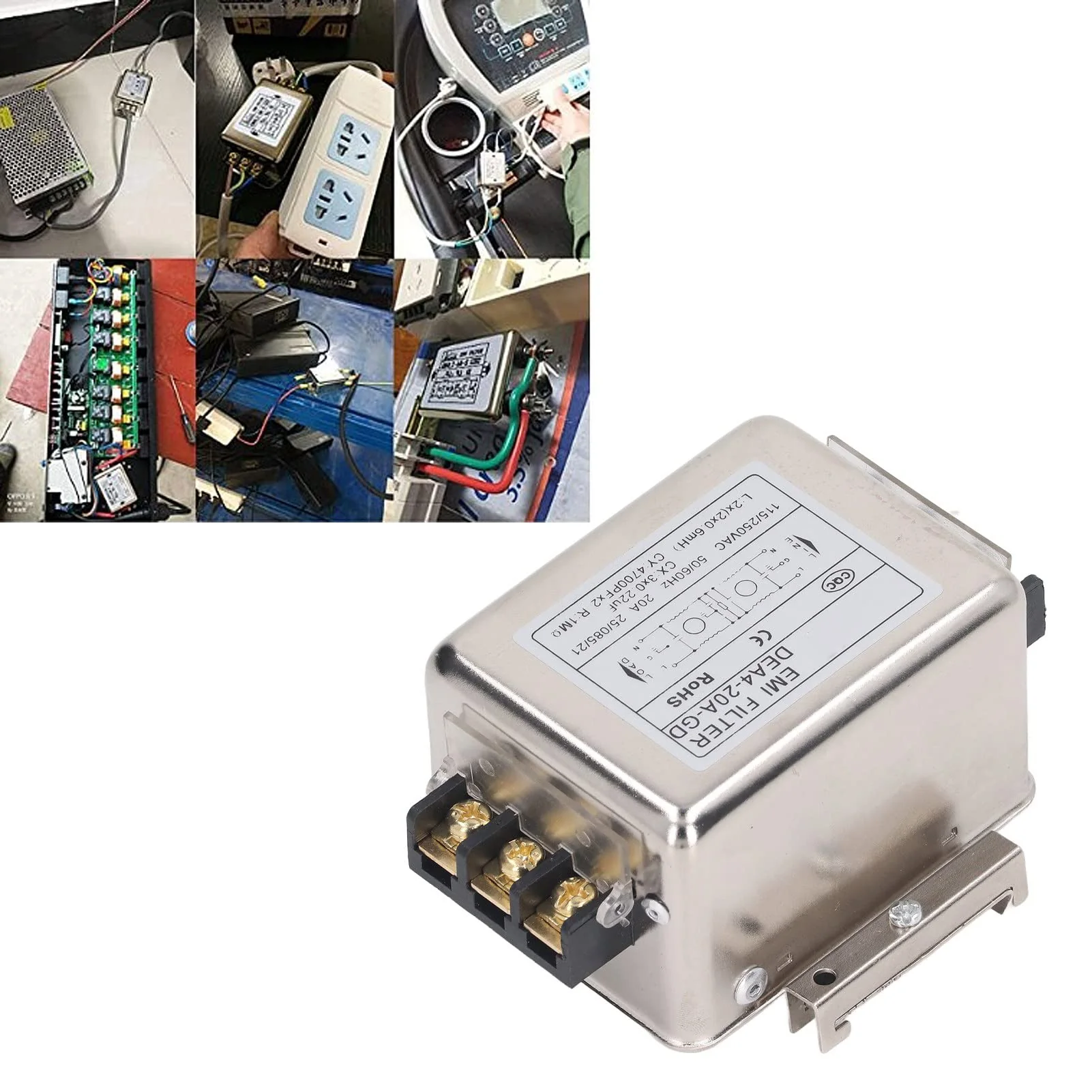 Uadme DEA4-20A-GD EMI Filter Performance Filter 115V 250V 20A 50/60Hz Single-Phase Filter, Terminal Block Connection - Image 9