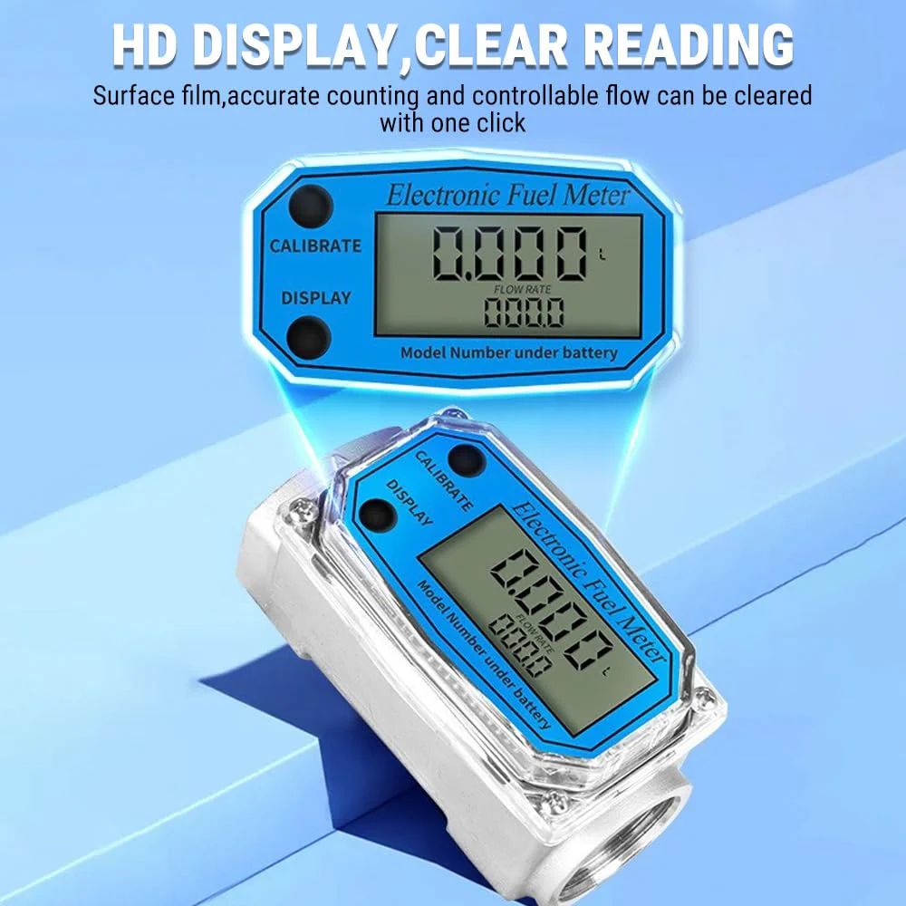 Uadme Flow Meter 15-150L/min 1" NPT Diesel Flow Sensor Mini Digital Turbine Flowmeter for Diesel Kerosene Petrol Shows Current and Cumulative Flow Blue - Image 4
