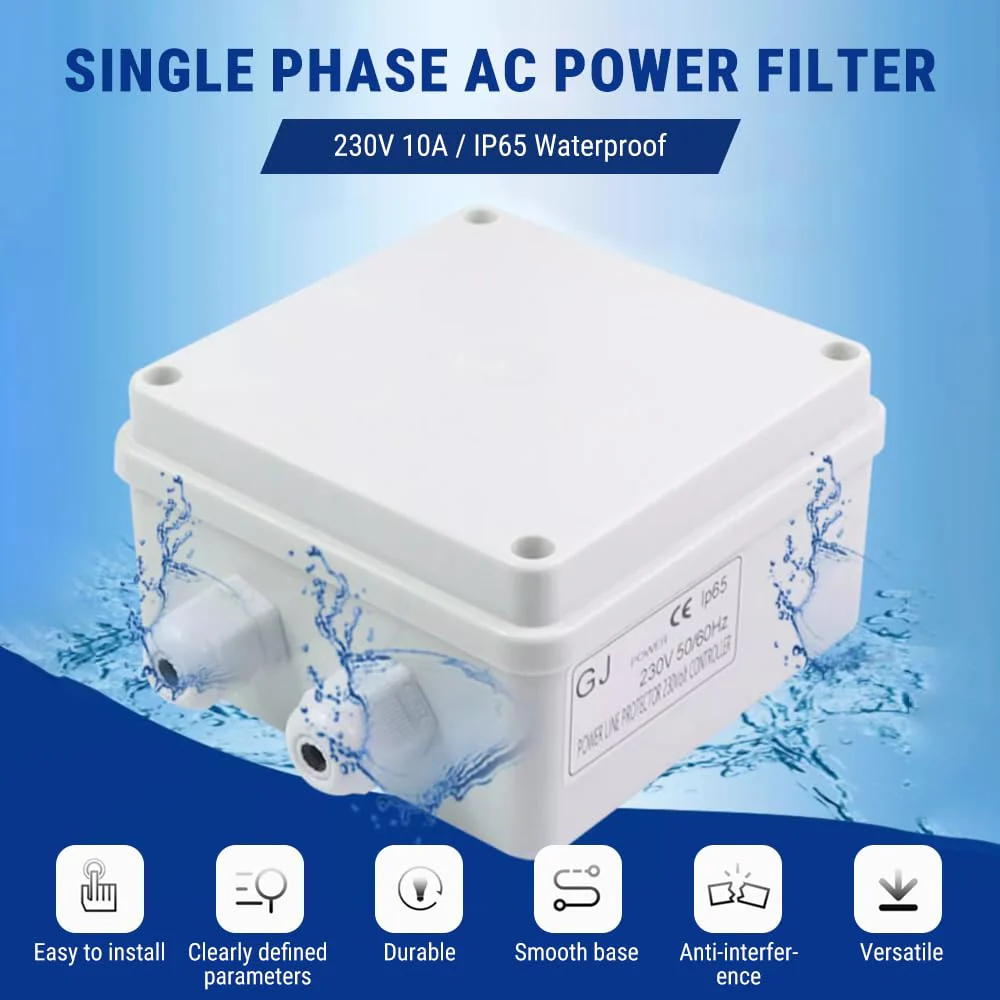 Uadme Single Phase Mains Filter, 230V 10A EMI Filter, Single Phase AC Filter, Waterproof EMI Mains Filter, Stable Conductivity, Interference Free - Image 4