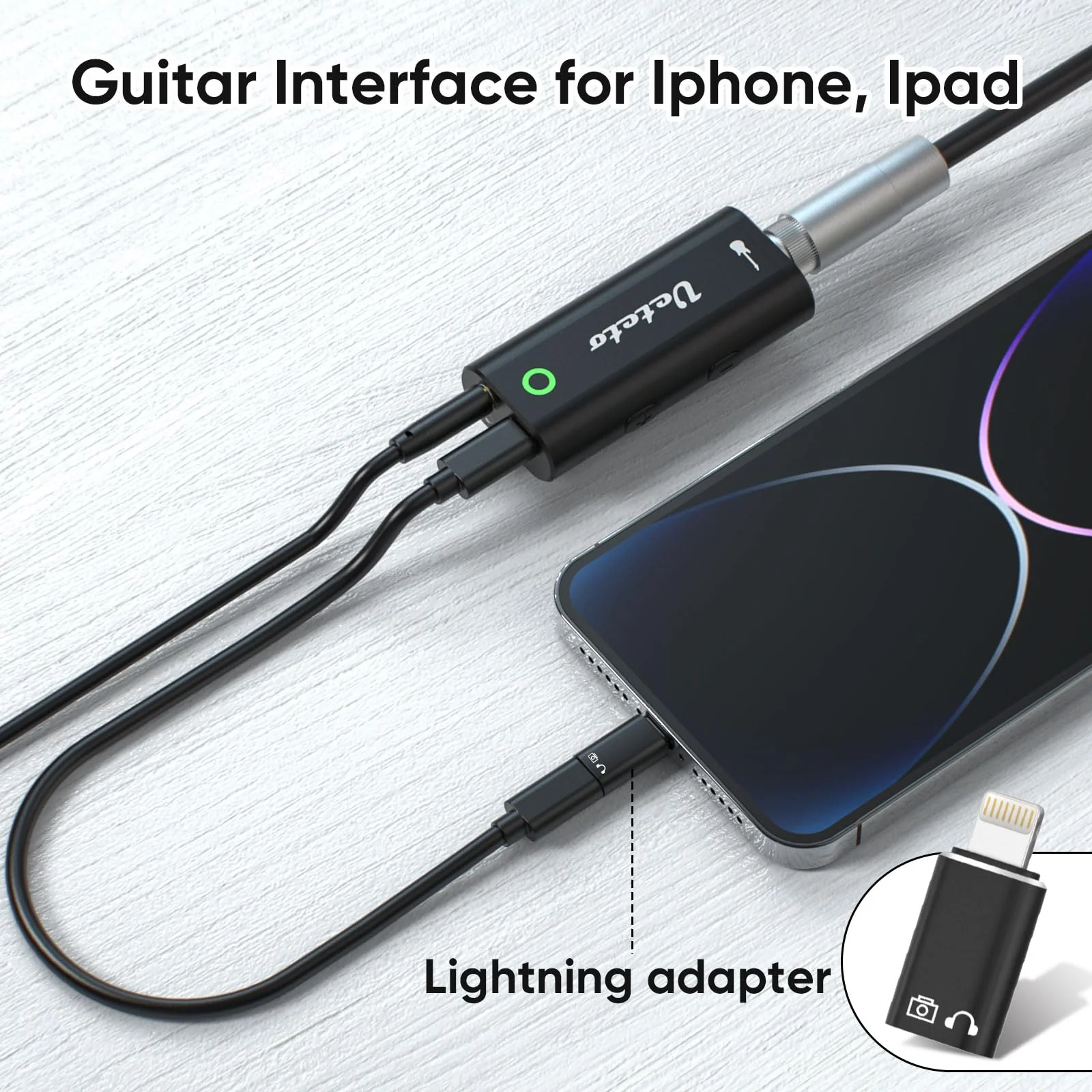 Ueteto Audio Interface for Guitar, Portable Internal Recording Sound Card for Live Streaming for Iphone, Ipad and Android smartphones and tablets, No Driver Needed - Image 3