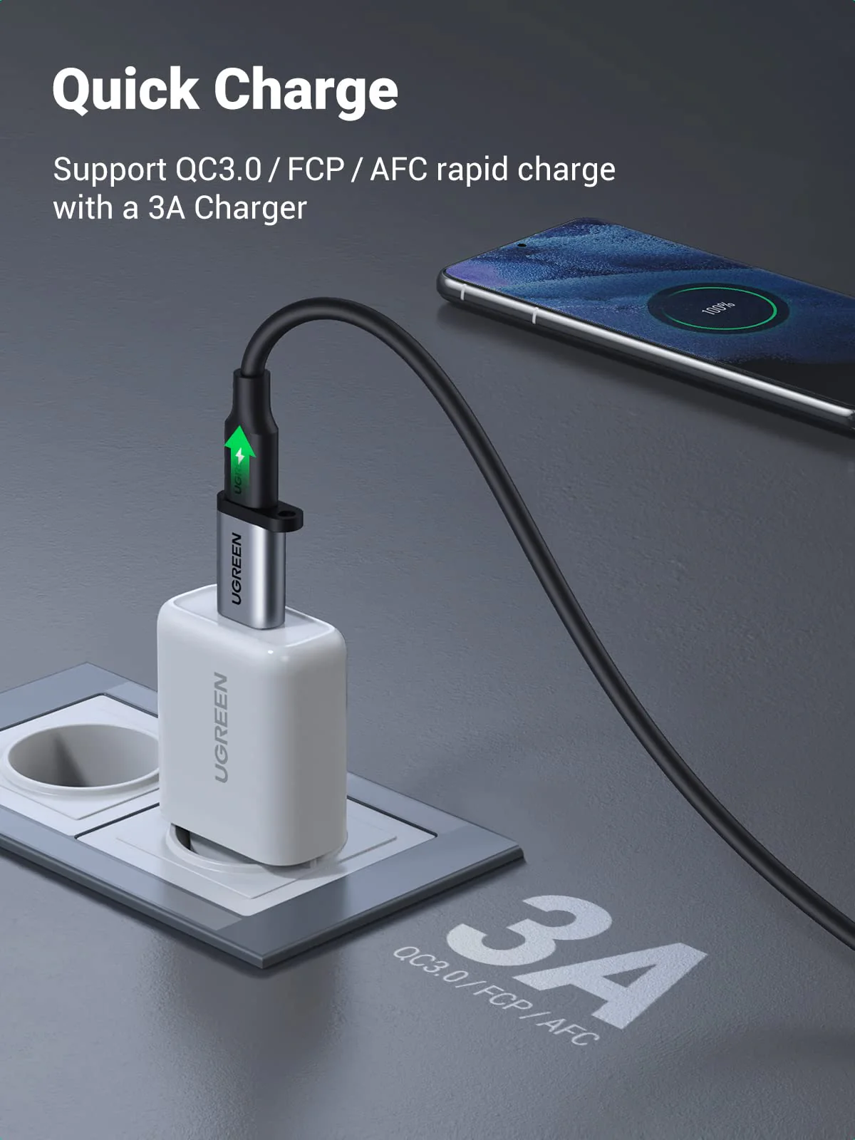 UGREEN 10Gbps USB C Female to USB Male Adapter 2 Pack, Type C to USB A Charger Cable Converter Compatible with Apple Watch iPhone 15 14 13 AirPods 3 MacBook Samsung Galaxy Note Google Pixel etc Gray - Image 3