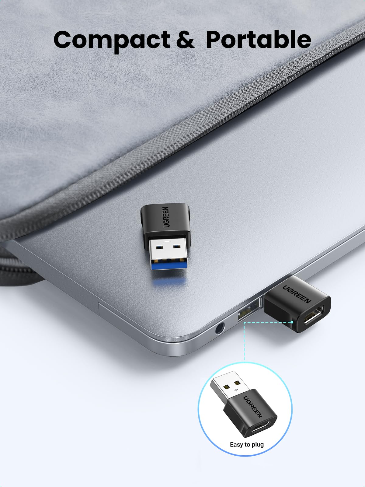 UGREEN 10Gbps USB to USB C Adapter 2Pack, USB C Female to USB Male Adapter USB C Charger Connector for Apple Watch 7 8 9, iPhone 14 13,AirPods,MagSafe Charger,CarPlay,Black - Image 5