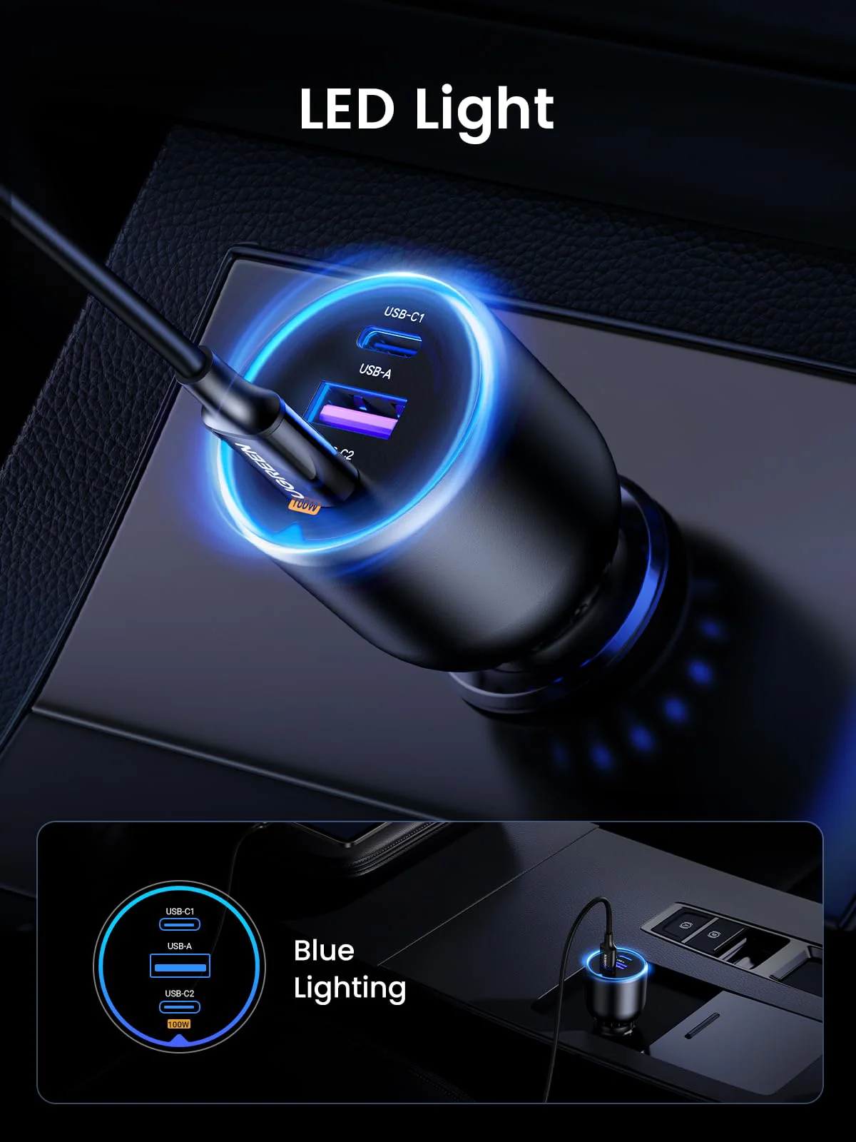 UGREEN 130W USB C Car Charger, Type C Car Charger Adapter, Fast Charging Car Charger Compatible with iPhone 16 16 Plus 16 Pro 16 Pro Max 15 14 13 12, Galaxy S24 S23 Ultra, iPad, MacBook, and More - Image 7