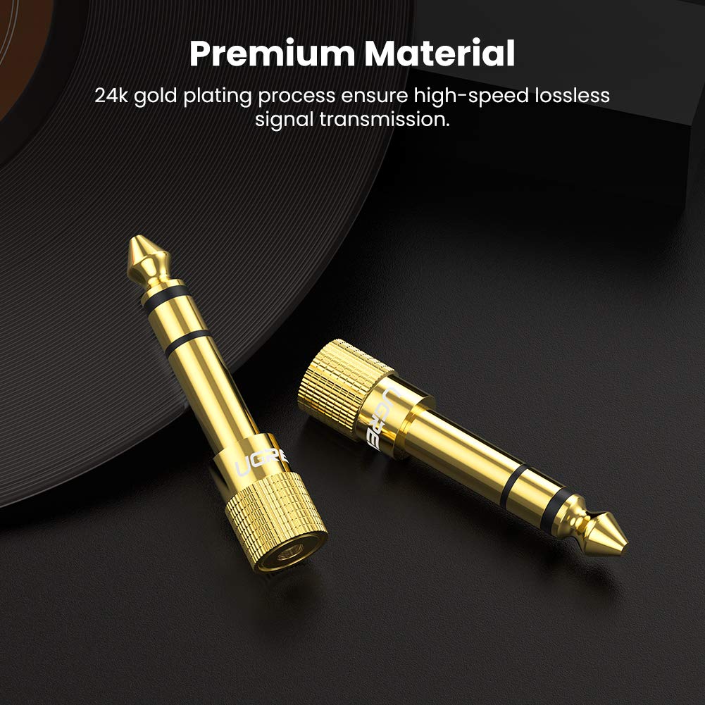 UGREEN 6.35mm 1/4 inch Male to 3.5mm 1/8 inch Female Stereo Headphone Adapter Audio Jack Plug Gold Plated for Speaker Headphone Guitar Digital Piano Amp, 2 Pack - Image 5
