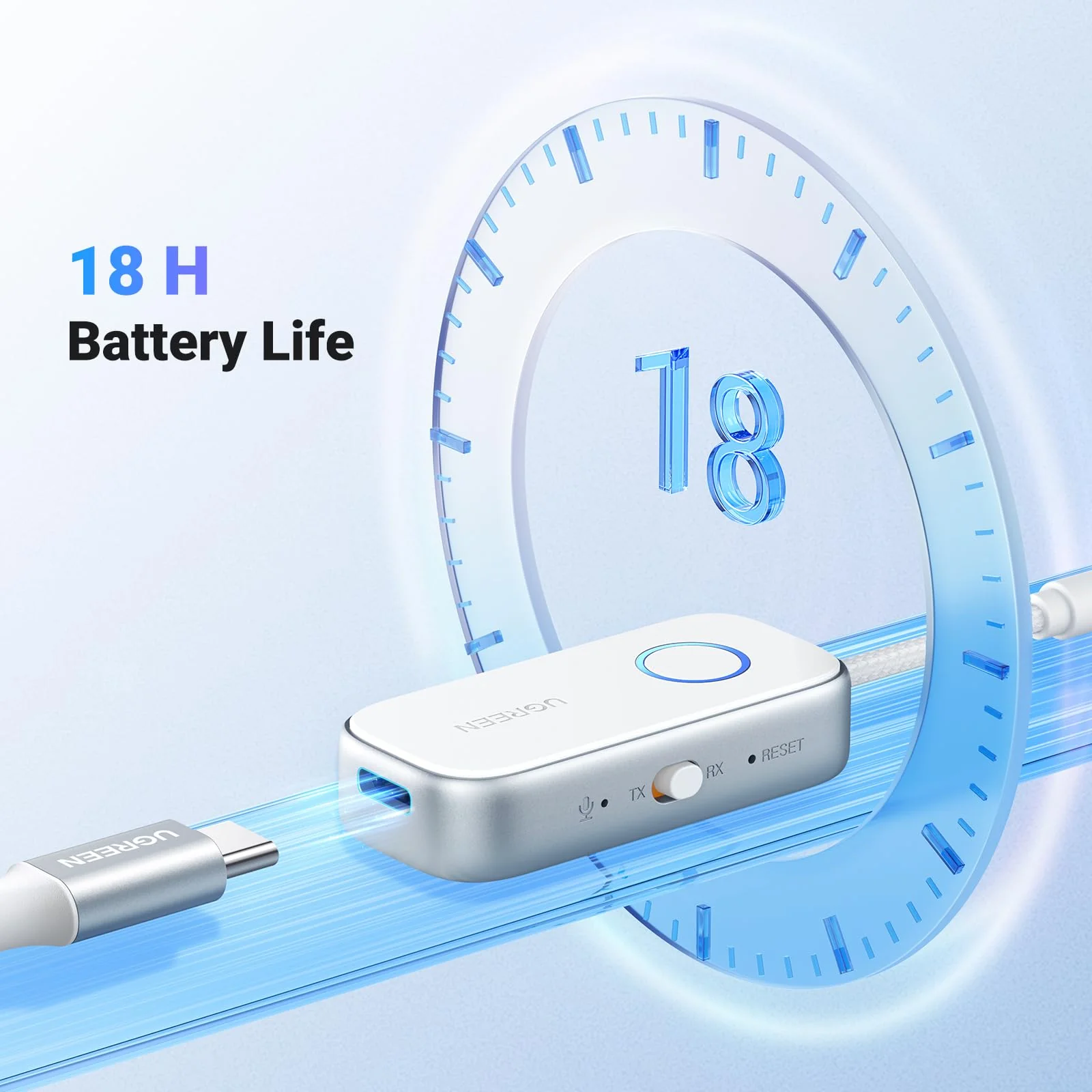 UGREEN Airplane Bluetooth 5.4 Transmitter Receiver for 2 Airpods or Headphones, Airplane Travel Essentials 2-in-1 Wireless Bluetooth Adapter, 3.5MM AUX Jack Adapter on Flight, TV, Car Stereo - Image 5