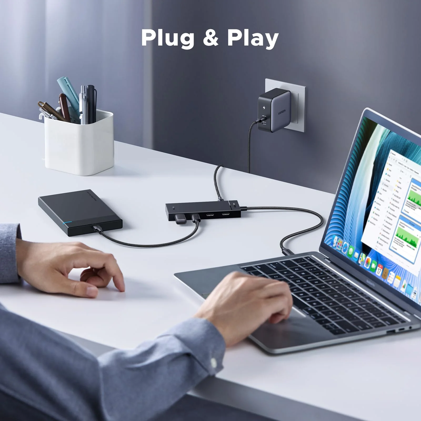 UGREEN Powered USB C Hub, PD 100W 10Gbps 5 in 1 USB C 3.2 Adapter with 4 USB-C 3.2 & 100W PD Ports, USB C Splitter for MacBook Pro/Air, iPad Pro, iPhone 15/15 Pro Max, Surface, PC, Laptops and More - Image 6