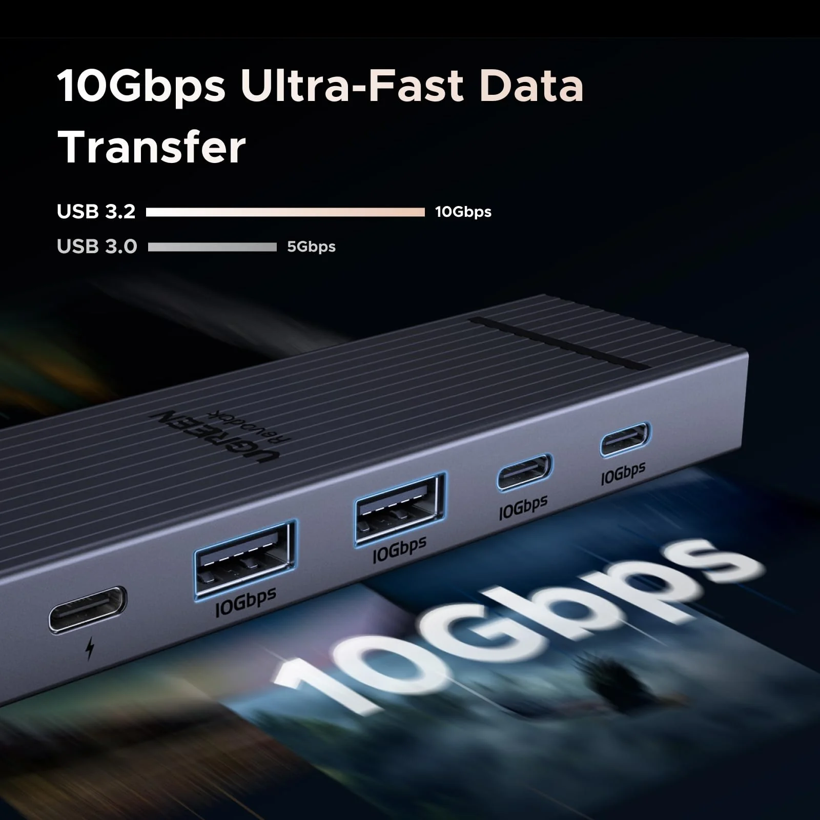 UGREEN Revodok Pro USB-C Hub 6 in 1 10Gbps USB C 3.2 & USB-A 3.2 4K 60Hz HDMI, 100W Power Delivery for MacBook Pro/Air, iPad Pro, Thinkpad Rog Ally and More. - Image 4