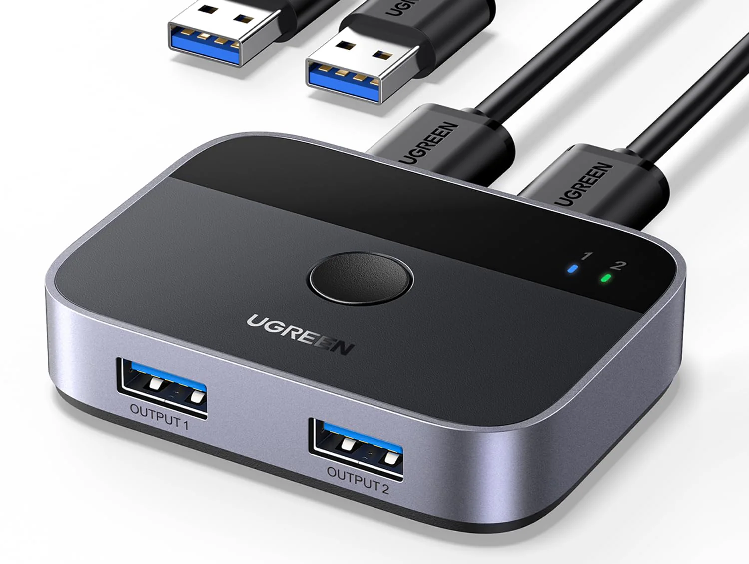 UGREEN USB 3.0 Switch 2 in 2 Out, USB Switcher 2 Computers Sharing Keyboard and Mouse Printer Scanner Webcam, Printer Splitter for 2 Computers, 2 Port USB Selector Switch with 2 USB3.0 Cables - Image 8