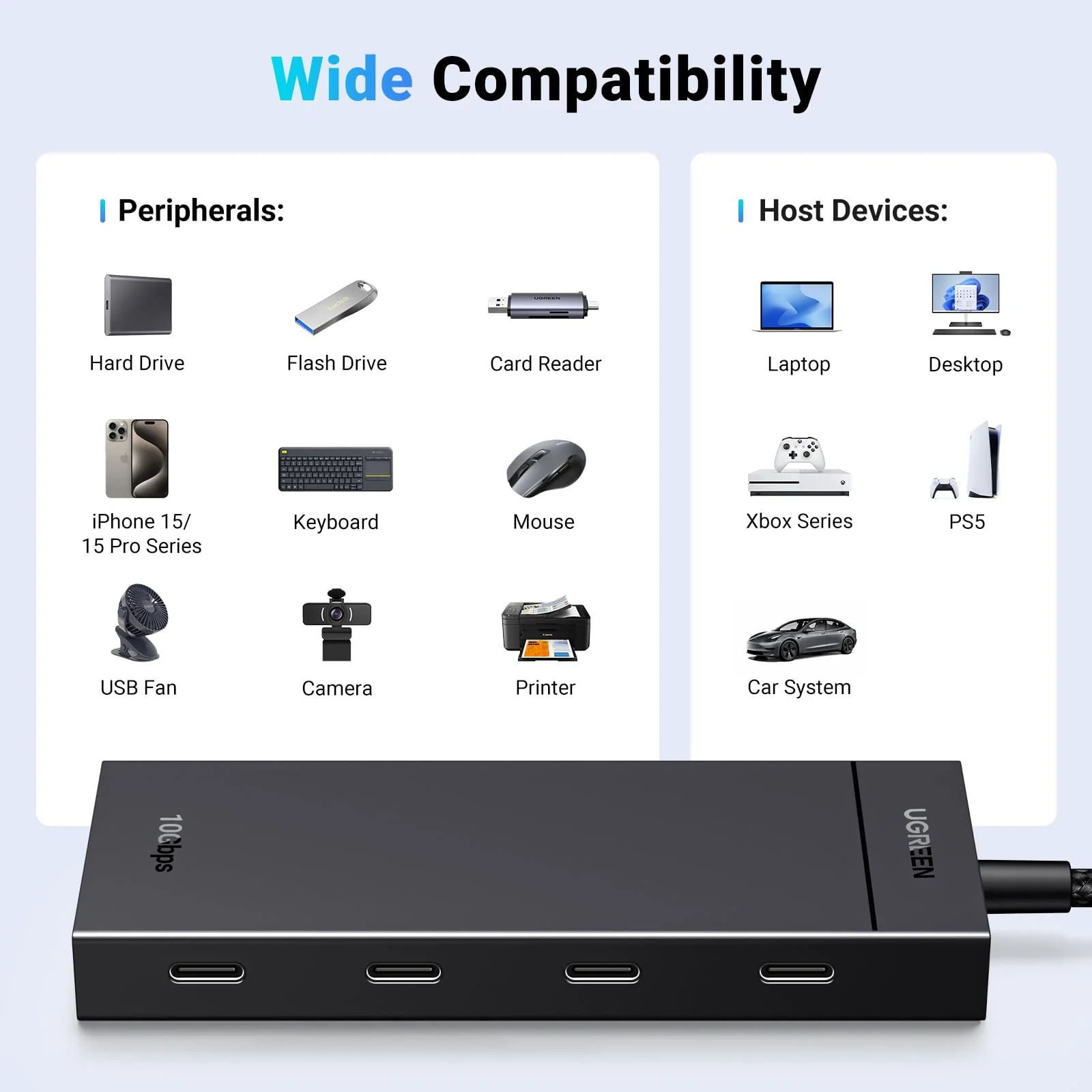 UGREEN USB C Hub, 10Gbps 4 in 1 USB 3.2 Adapter with 4 USB-C 3.2, 4 Ports USB C Splitter Extender for MacBook Pro/Air, iPad Pro, iPhone 15/15 Pro Max, Surface, PC, Laptops and More - Image 5