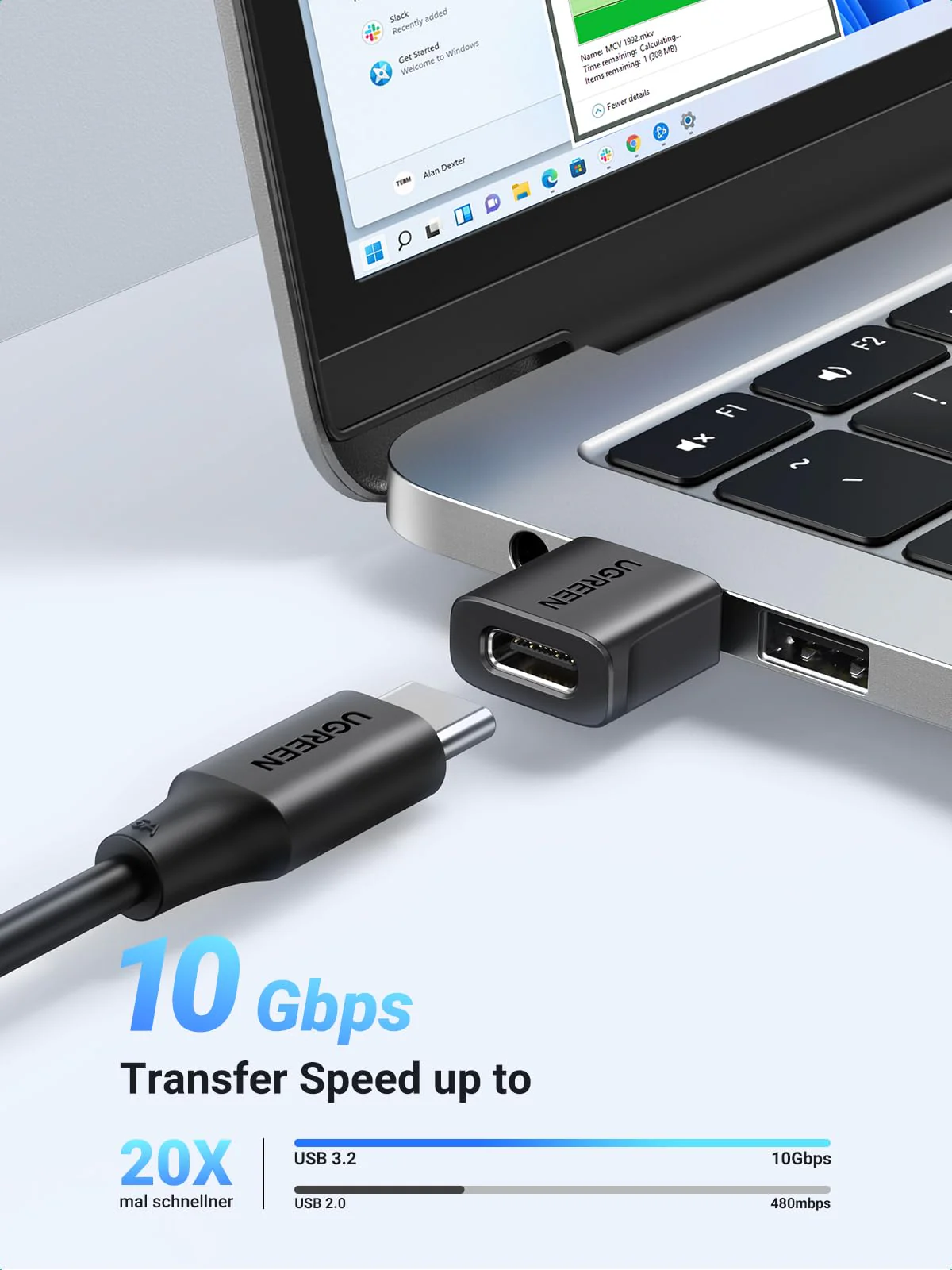 UGREEN USB to USB C Adapter 3Pack, 10Gbps USB C Female to USB 3.0 Male Adapter Type C Charge Converter for iPhone 14 13 Plus Pro Max,Apple Watch 7 8 9,Samsung Galaxy S23 S24,Pad Air,Black - Image 3
