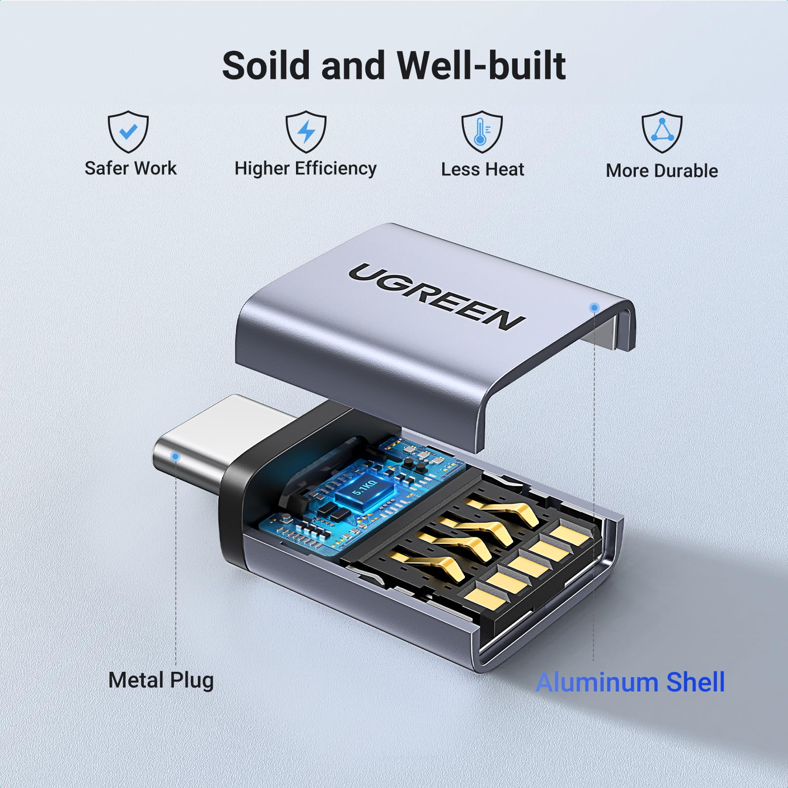 UGREEN USB to USB C Adapter USB C Male to USB 3.0 Female 2 Pack,10Gbps USB C Female to USB Male Adapter Thunderbolt Compatible with iPhone 16 15, MacBook, iPad, Samsung Galaxy,Apple MagSafe Watch 9/8 - Image 4