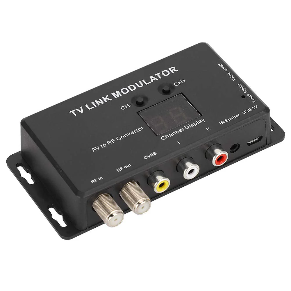 UHF Modulator TV LINK Modulator, Universal Composite A/V to RF Coax Agile Modulator RF TV Micro Modulator Compact RF Modulator Converter IR Extender Support PAL - Image 6