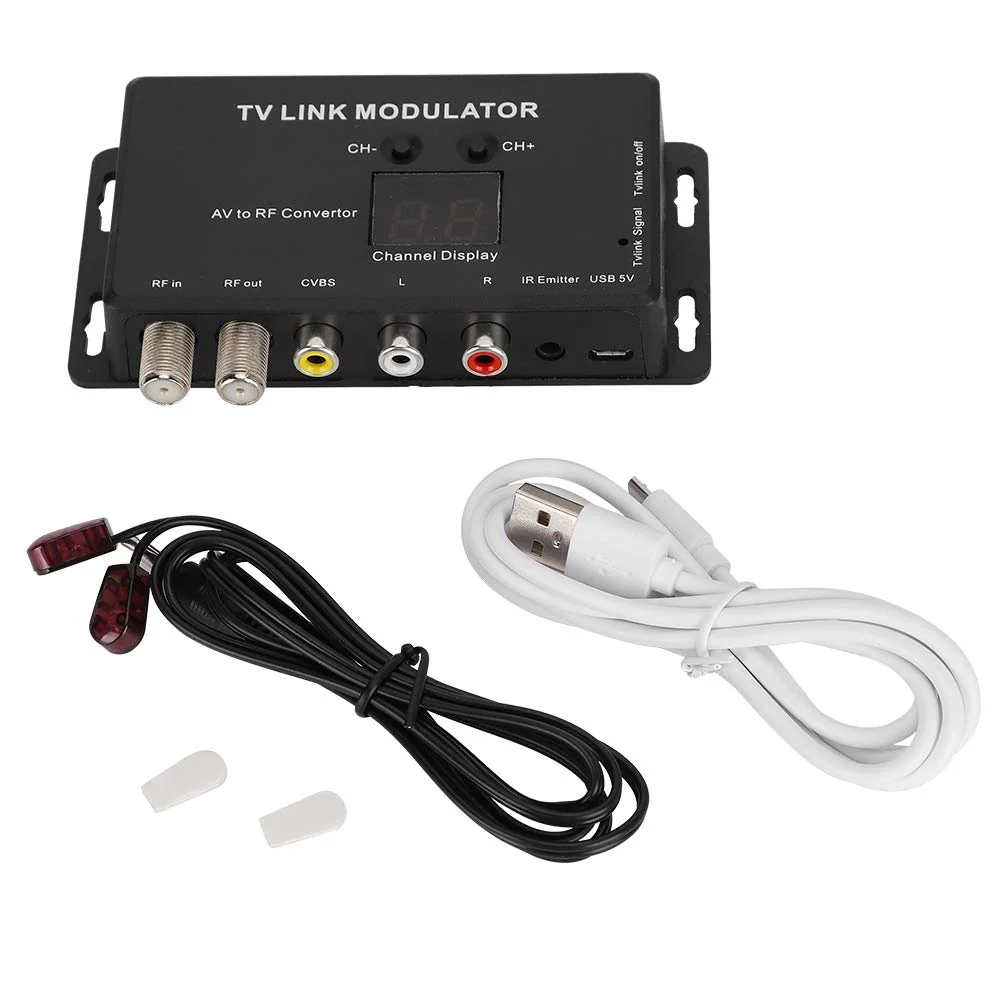 UHF Modulator TV LINK Modulator, Universal Composite A/V to RF Coax Agile Modulator RF TV Micro Modulator Compact RF Modulator Converter IR Extender Support PAL - Image 7