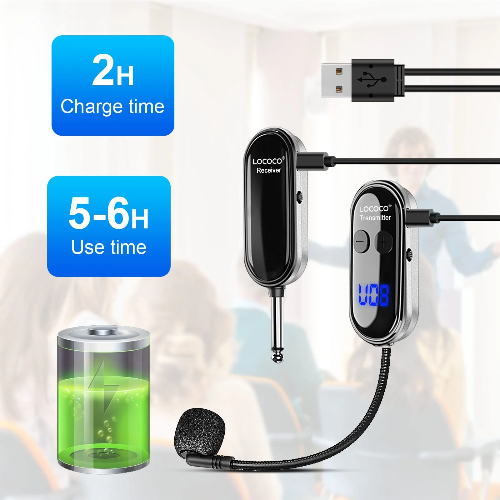 UHF Wireless Headset Microphone System: Mic Headset - LED Digital Display, Head Handheld Mic 2 in 1, Working Time 6H, 165 ft Range Mics for Voice Amplifier, Tour Guide, Teaching, Fitness, PA System Black1 - Image 6