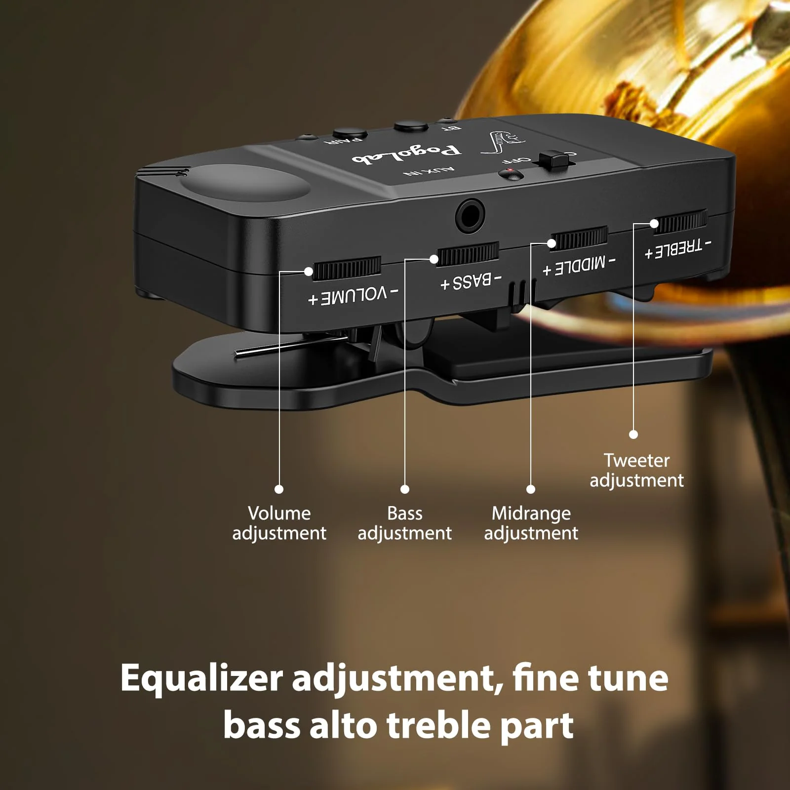 UHF Wireless Saxophone Microphone System, Rechargeable Mic Pickup System with Storage Case, 164 Feet Range, Clip-On Transmitter with Treble/Bass/Middle Adjustment, for Most Brass Instruments - Image 6