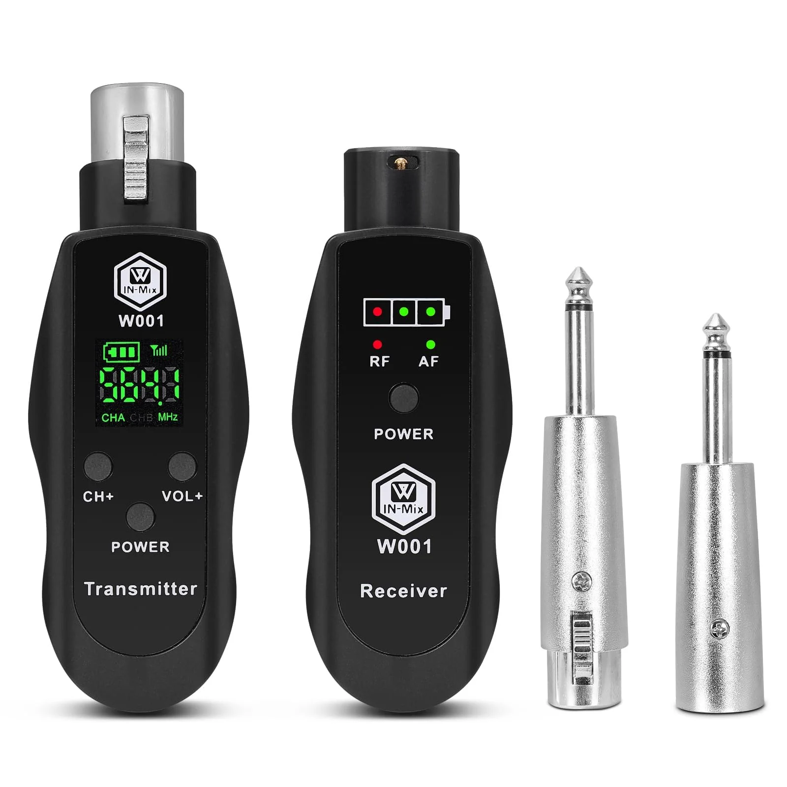 UHF Wireless XLR Transmitter and Receiver with 48V Power Supply,Rechargeable Mic Adapter 16 Channels 196ft Range for Dynamic/Condenser Mics,Audio Mixer,Electric Guitar Bass,PA System