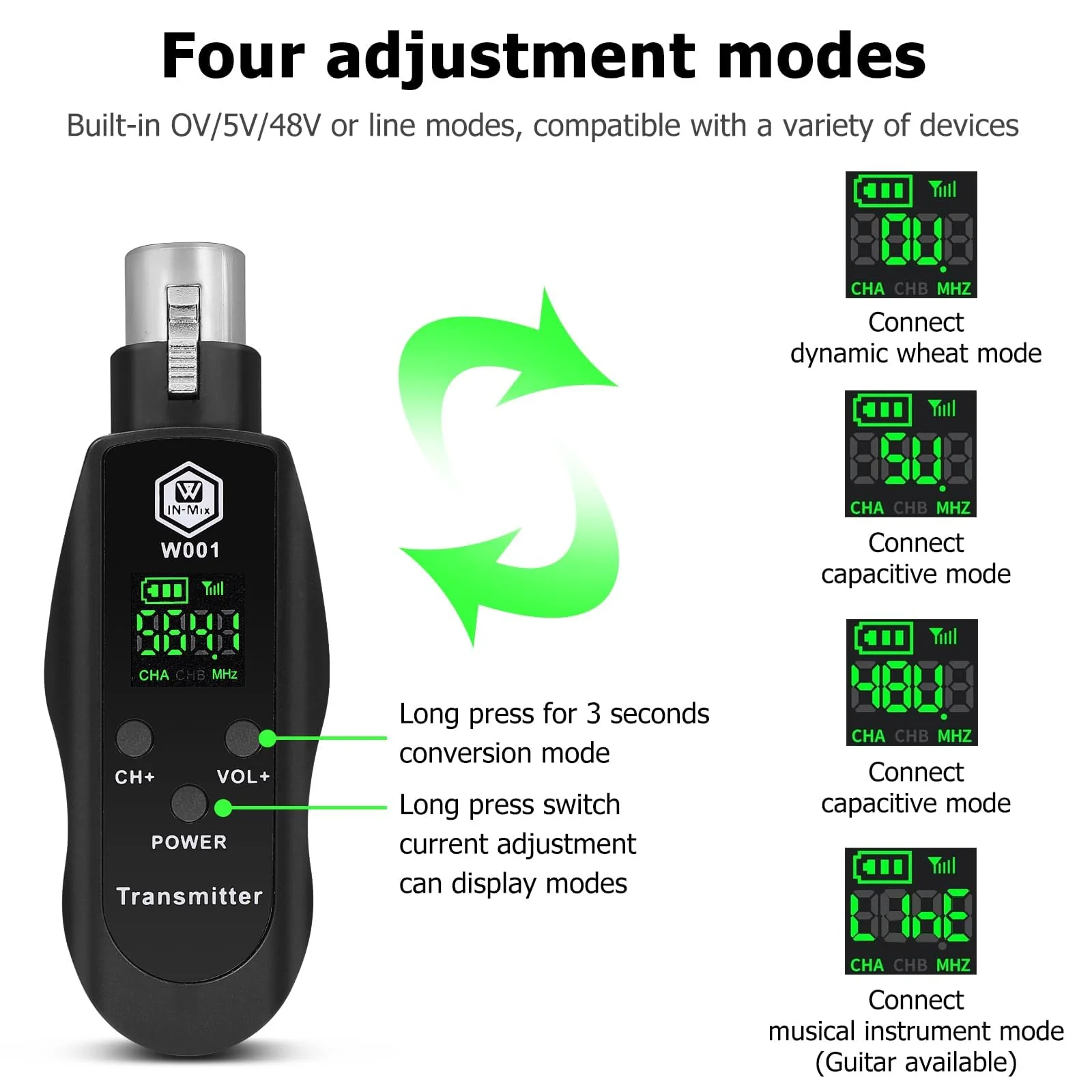 UHF Wireless XLR Transmitter and Receiver with 48V Power Supply,Rechargeable Mic Adapter 16 Channels 196ft Range for Dynamic/Condenser Mics,Audio Mixer,Electric Guitar Bass,PA System - Image 2