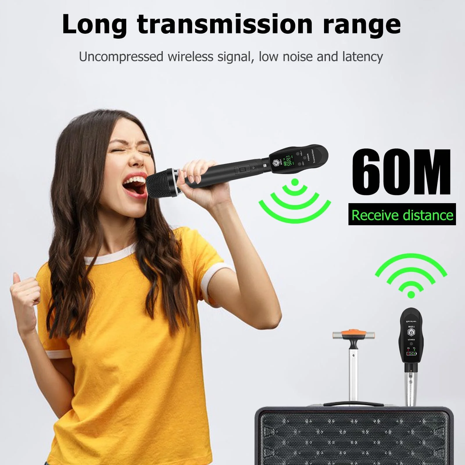 UHF Wireless XLR Transmitter and Receiver with 48V Power Supply,Rechargeable Mic Adapter 16 Channels 196ft Range for Dynamic/Condenser Mics,Audio Mixer,Electric Guitar Bass,PA System - Image 4