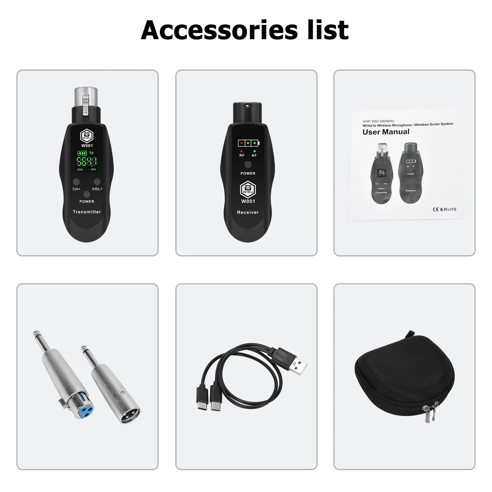 UHF Wireless XLR Transmitter and Receiver with 48V Power Supply,Rechargeable Mic Adapter 16 Channels 196ft Range for Dynamic/Condenser Mics,Audio Mixer,Electric Guitar Bass,PA System - Image 7
