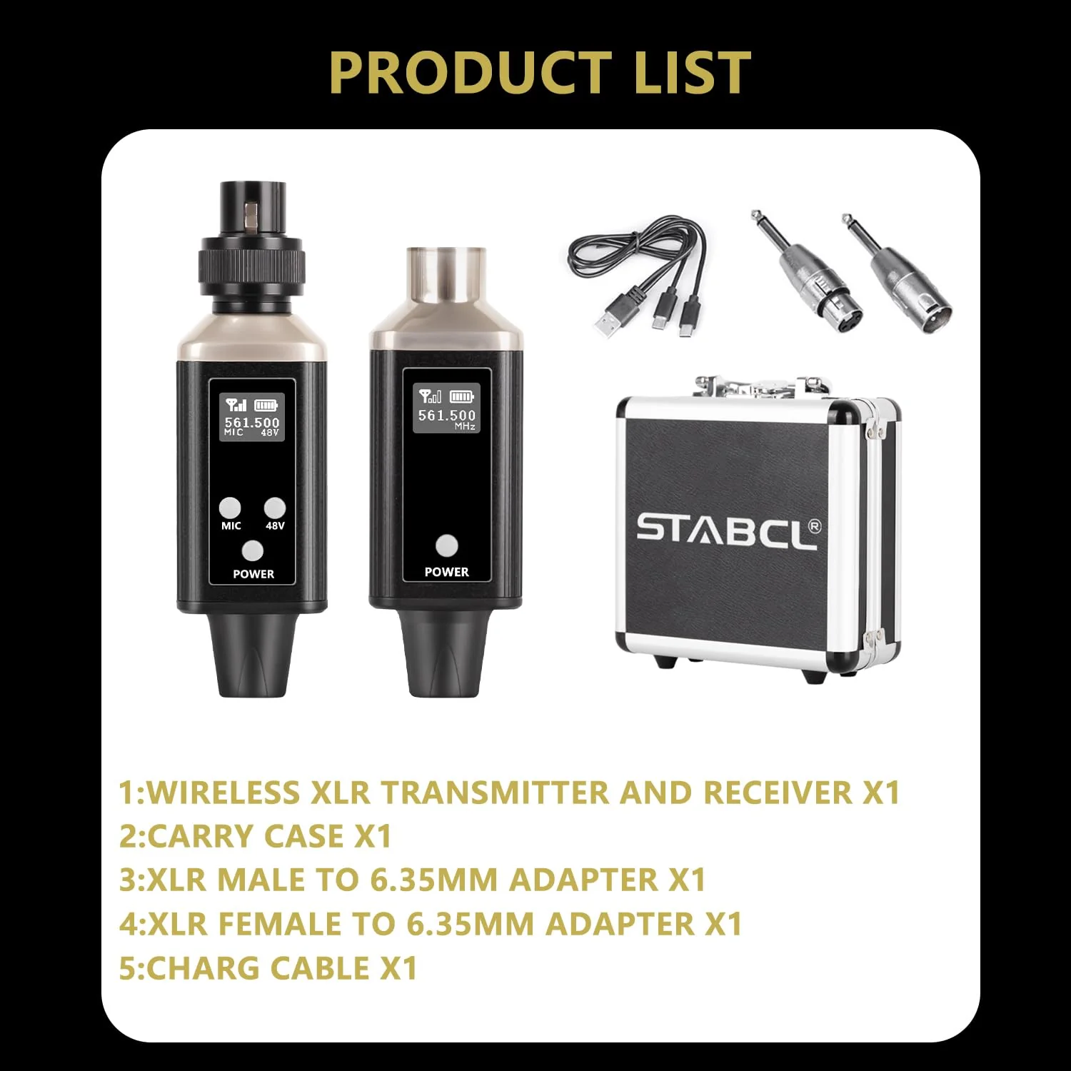 UHF Wireless XLR Transmitter and Receiver with Carry Case, Professional Wireless Microphone XLR Adapter for Dynamic & Condenser Mics and Audio Mixer Pa System, Rechargeable, 200ft Range. - Image 3