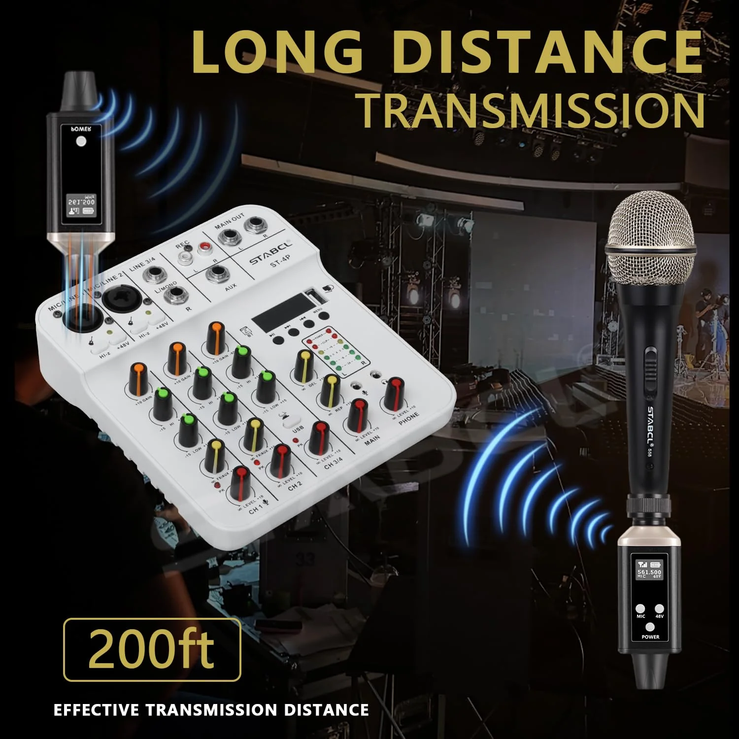 UHF Wireless XLR Transmitter and Receiver with Carry Case, Professional Wireless Microphone XLR Adapter for Dynamic & Condenser Mics and Audio Mixer Pa System, Rechargeable, 200ft Range. - Image 5