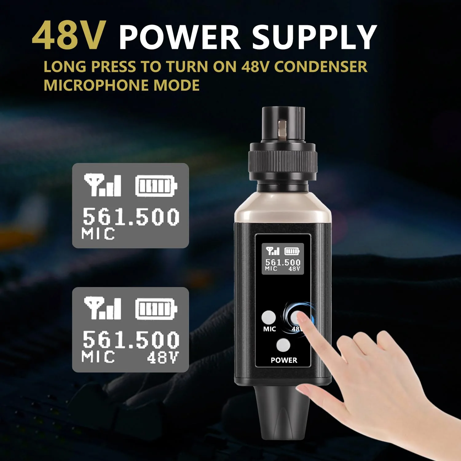 UHF Wireless XLR Transmitter and Receiver with Carry Case, Professional Wireless Microphone XLR Adapter for Dynamic & Condenser Mics and Audio Mixer Pa System, Rechargeable, 200ft Range. - Image 6