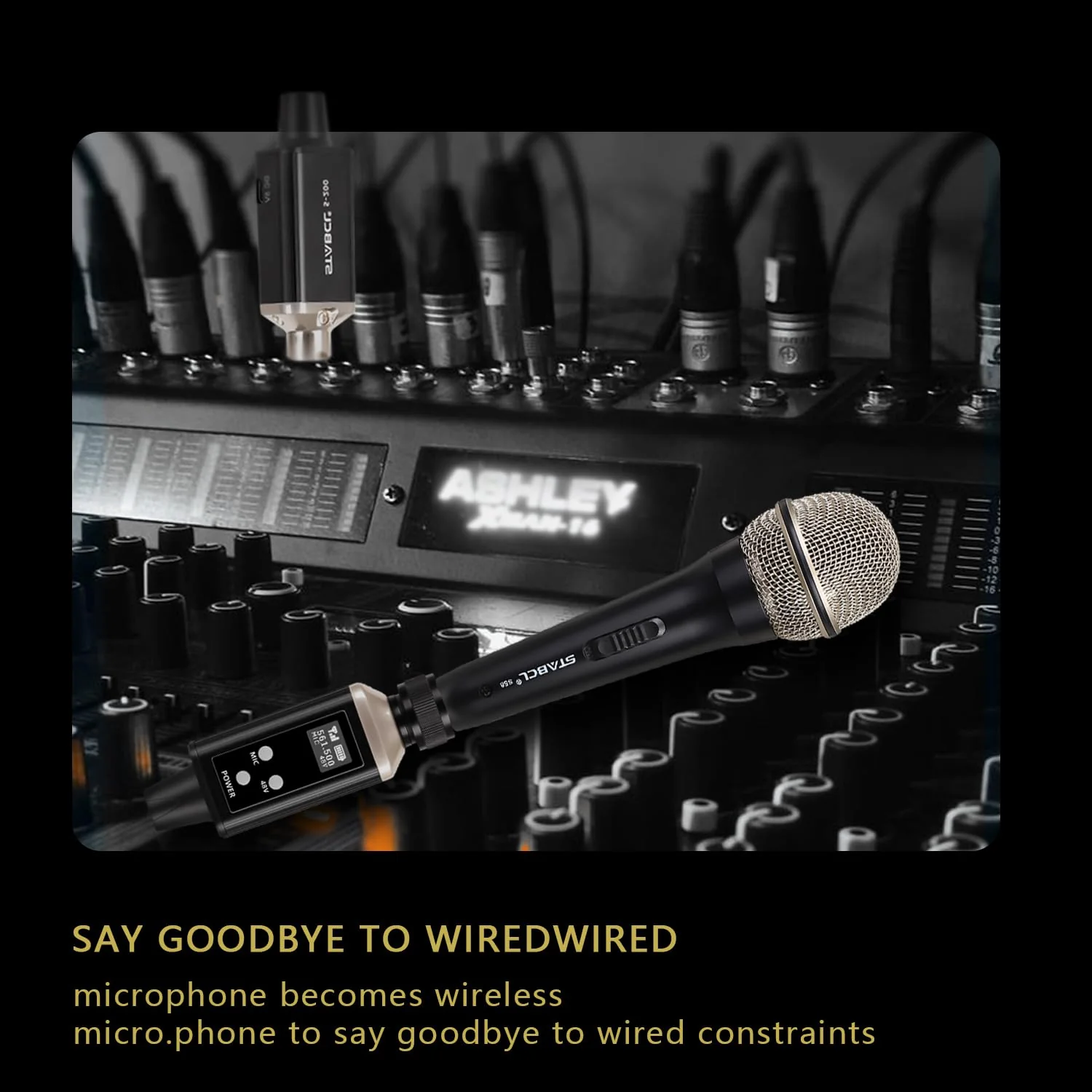UHF Wireless XLR Transmitter and Receiver with Carry Case, Professional Wireless Microphone XLR Adapter for Dynamic & Condenser Mics and Audio Mixer Pa System, Rechargeable, 200ft Range. - Image 7