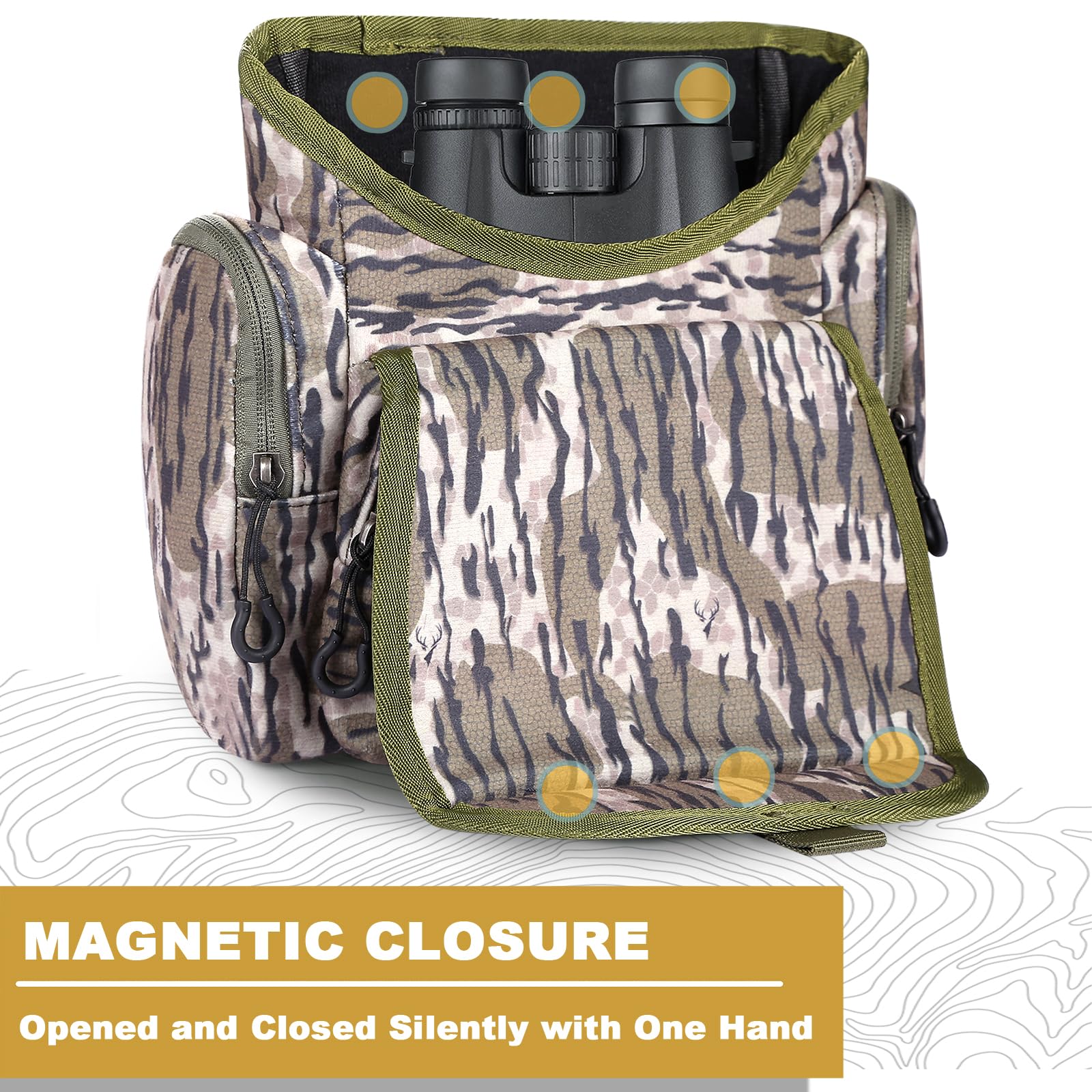 UIIHUNT Binocular Harness Chest Pack, Lightweight Bino Harness with Rangefinder Pouch - Durable Binocular Chest Packs for Hunting & More - Bino Harness Holds rangefinders, Phones, ect Bark Camo - Image 2