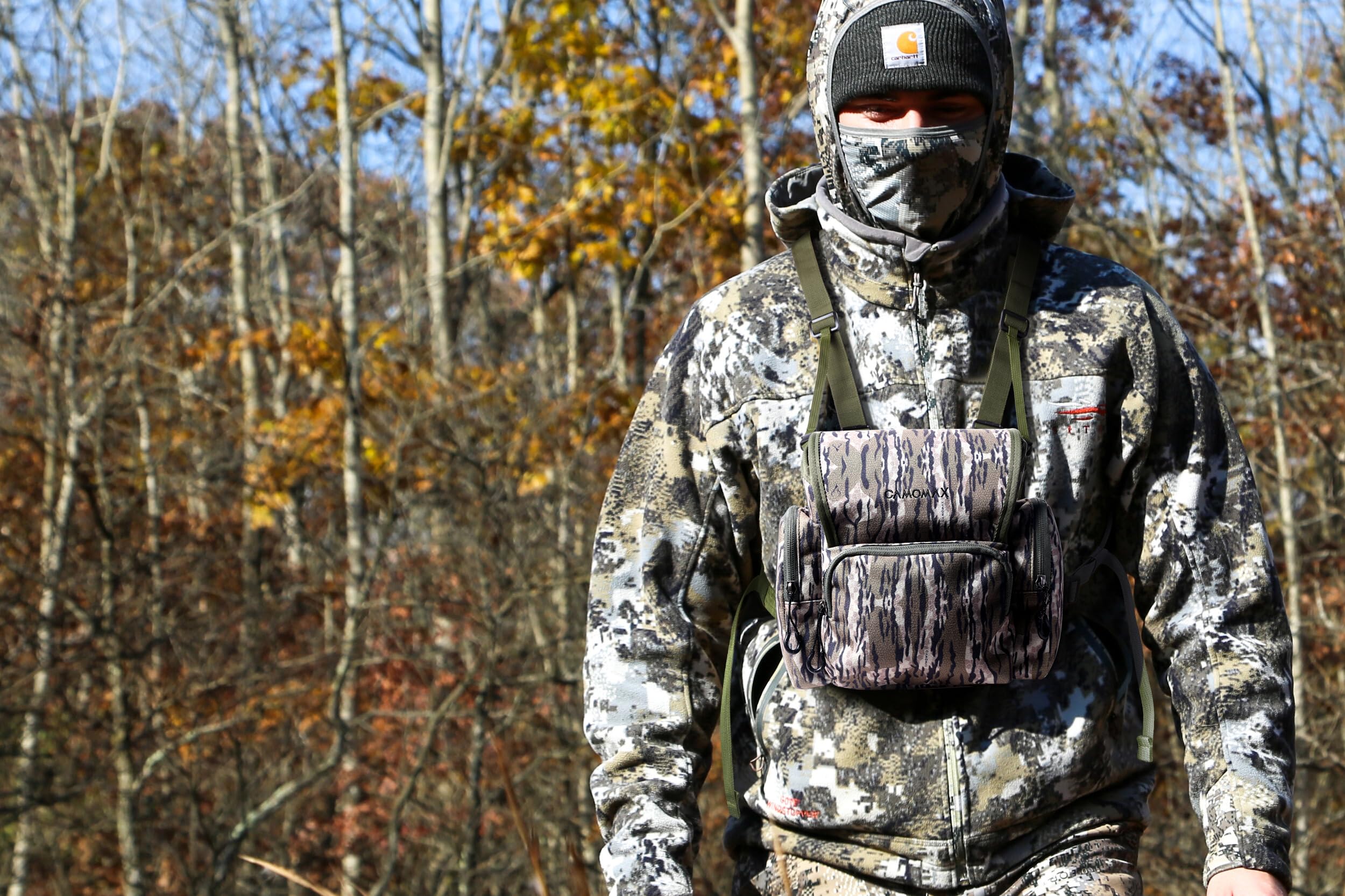 UIIHUNT Binocular Harness Chest Pack, Lightweight Bino Harness with Rangefinder Pouch - Durable Binocular Chest Packs for Hunting & More - Bino Harness Holds rangefinders, Phones, ect Bark Camo - Image 6