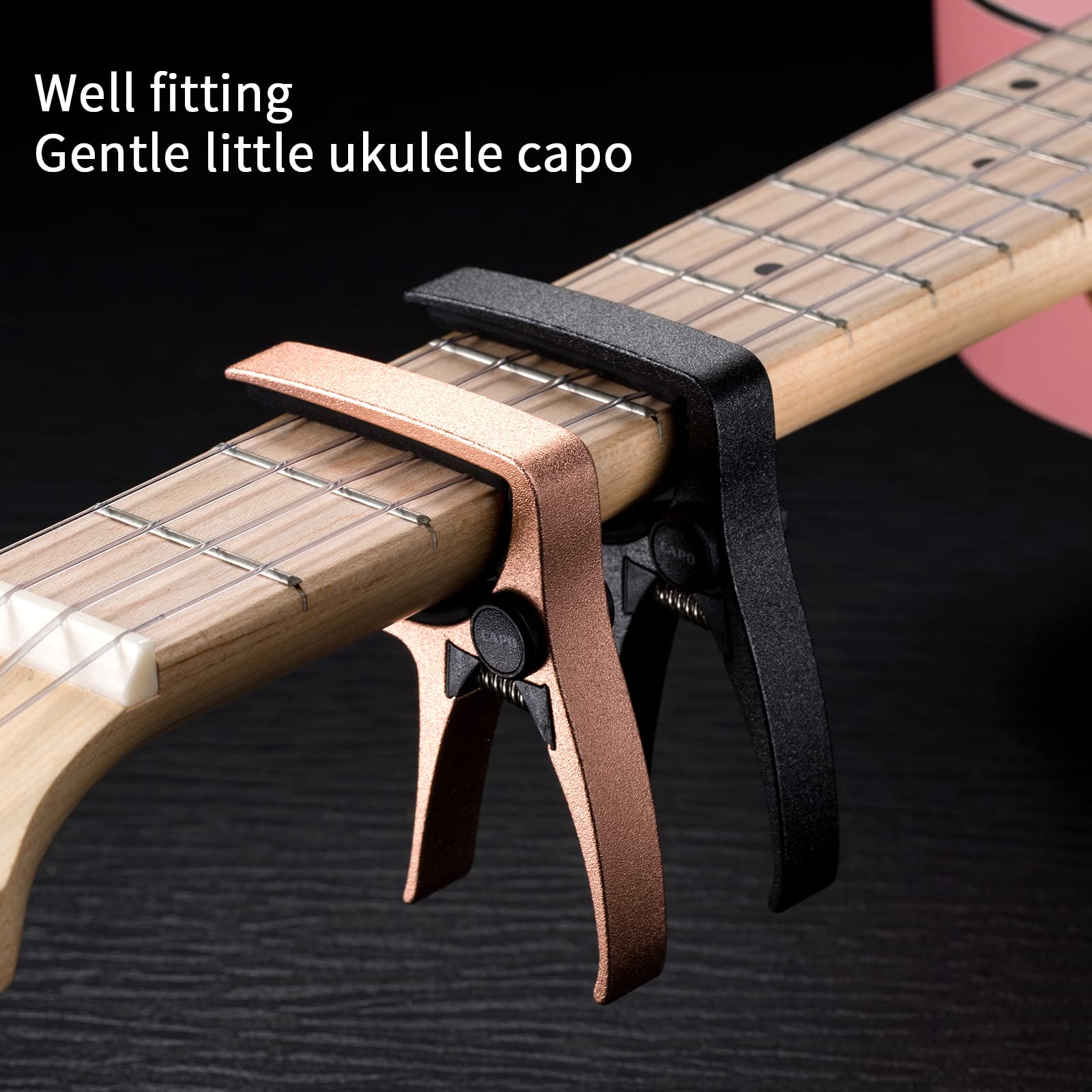 Ukulele Capo for 4 String Guitar and Mandolin, Mini Size Professional Ukulele Capo (BLACK) ENO-CAPO-00 - Image 3