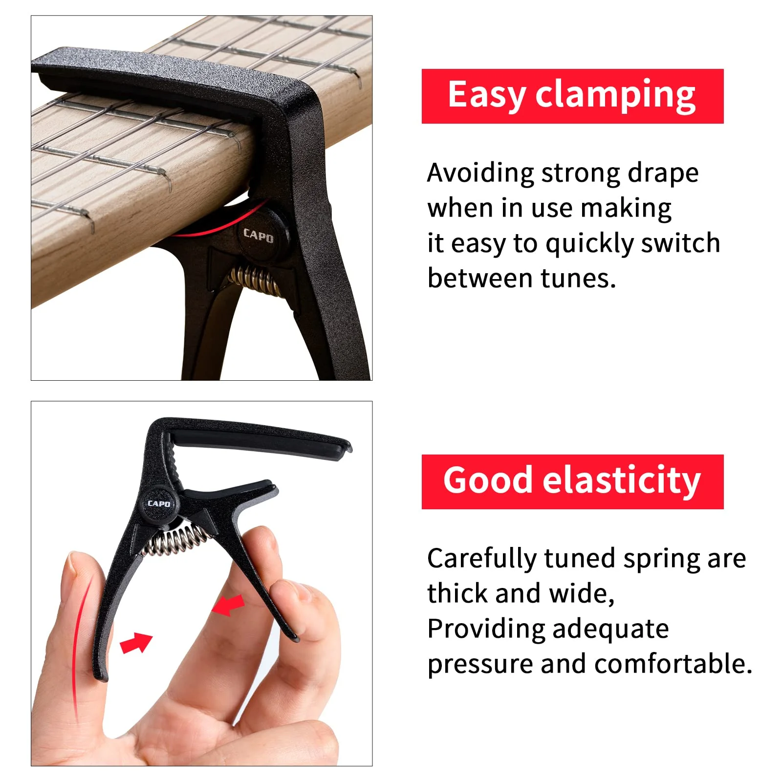 Ukulele Capo for 4 String Guitar and Mandolin, Mini Size Professional Ukulele Capo (BLACK) ENO-CAPO-00 - Image 4