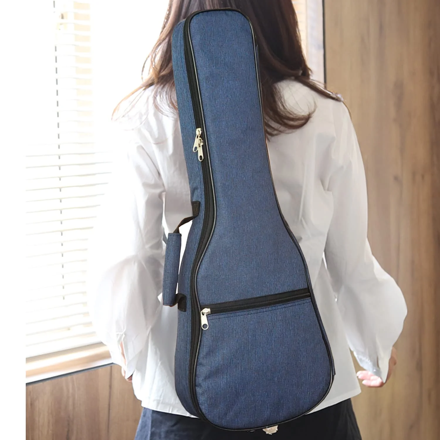 Ukulele Case Bag Baritone 30 inches Soft Adjustable Dual Shoulder Straps Backpack Case with 0.39 inch Thick Sponge Padding Protective Waterproof Nylon (Blue) Blue - Image 6