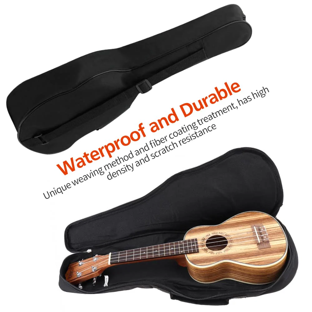Ukulele Case, Black Ukulele Bag for 21 23 26 Inch Ukulele, Waterproof Durable Ukulele Padded Bag with Adjustable Straps for Concert, Soprano, Tenor (23in) 23in - Image 3