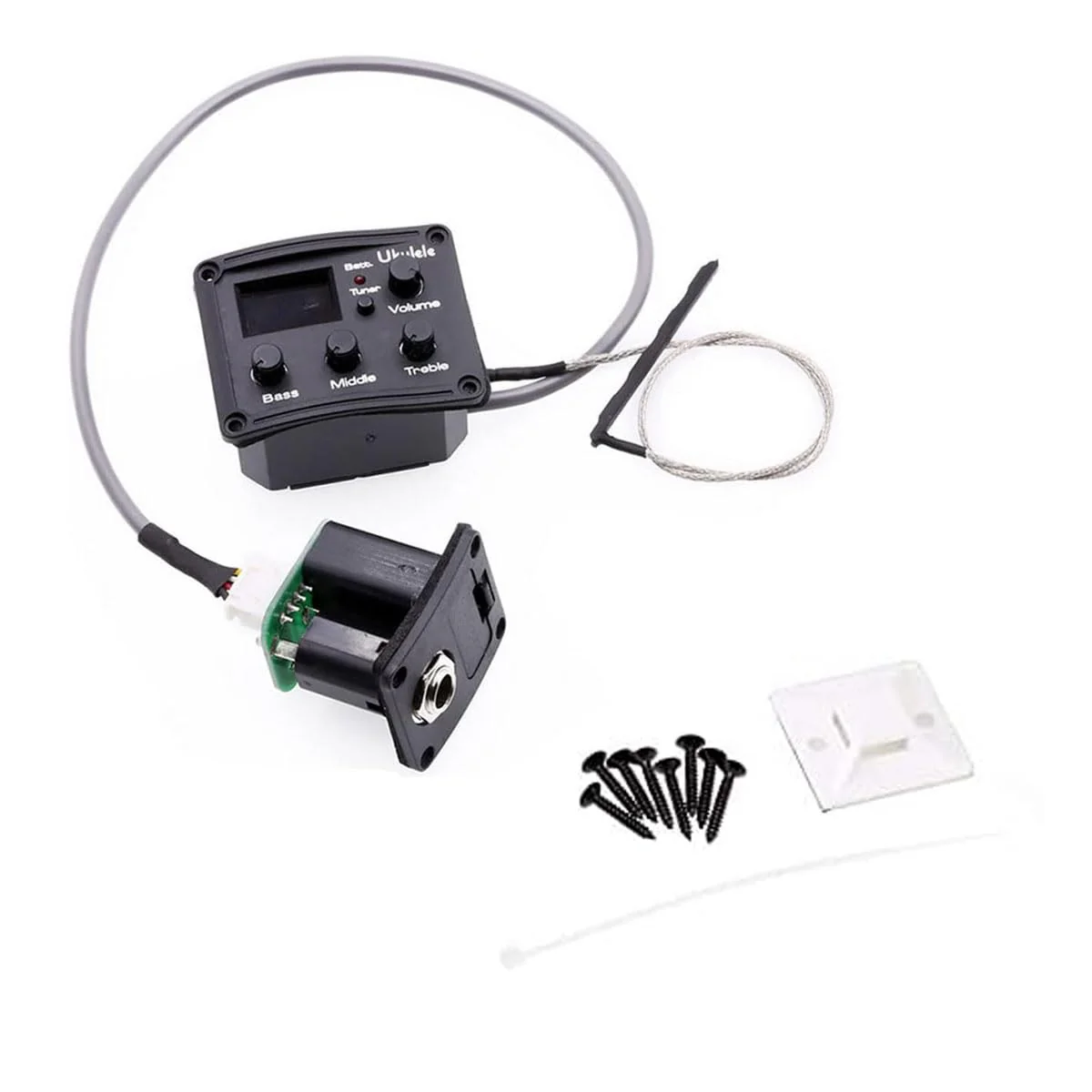 Ukulele Piezo Pickup with Preamp 3-Band EQ Equalizer Ukulele Pickup Preamp Tuner System with LCD Display and Volume Control Guitar Pickup 1 Set - Image 2