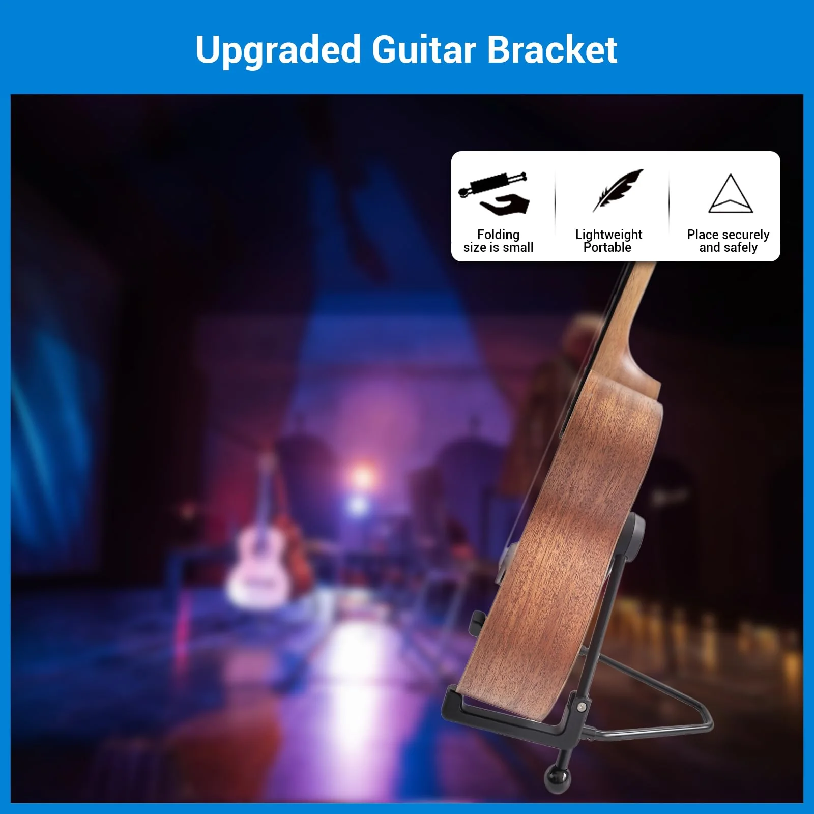 Ukulele Stand, A-Frame Foldable Guitar Stand for Electric Guitar, Bass Stand, Banjo Stand, Violin Stand, Ukulele Stand, Portable Folding Guitar Stand with Non-Slip Rubber and Soft Silicone Padding - Image 6