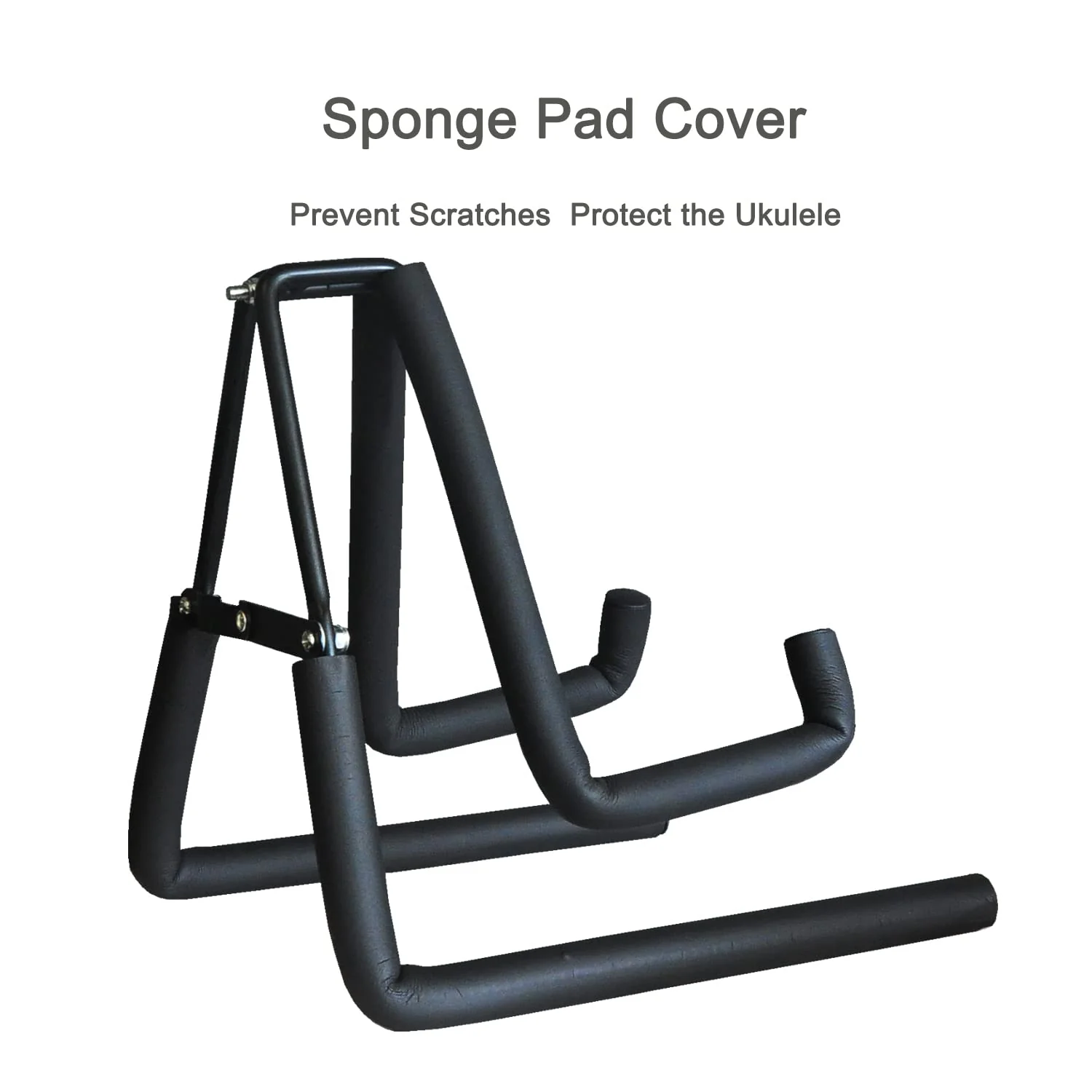 Ukulele Stand Floor Foldable Ukulele Stand Holder for Ukulele Violin Instrument A Frame Metal Thick Sponge Padded Non-slip Portable Black - Image 3
