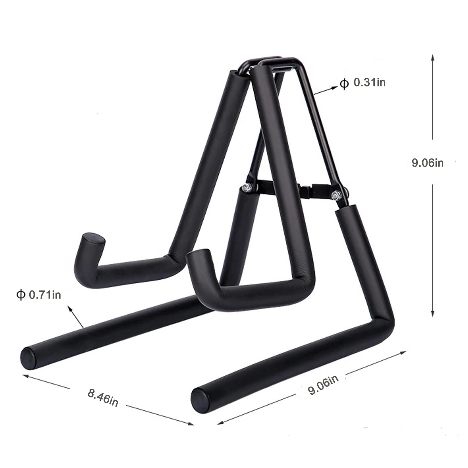 Ukulele Stand Floor Foldable Ukulele Stand Holder for Ukulele Violin Instrument A Frame Metal Thick Sponge Padded Non-slip Portable Black - Image 4