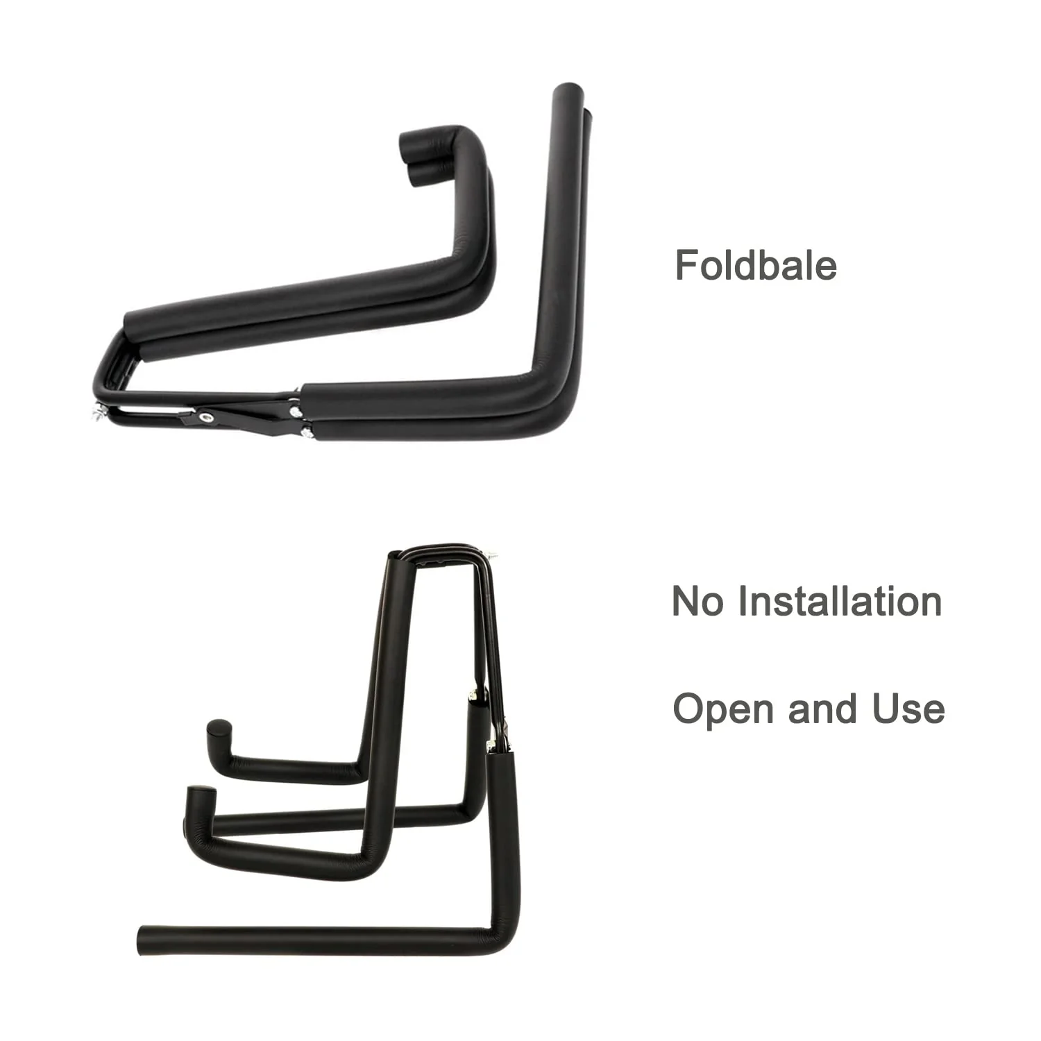 Ukulele Stand Floor Foldable Ukulele Stand Holder for Ukulele Violin Instrument A Frame Metal Thick Sponge Padded Non-slip Portable Black - Image 5