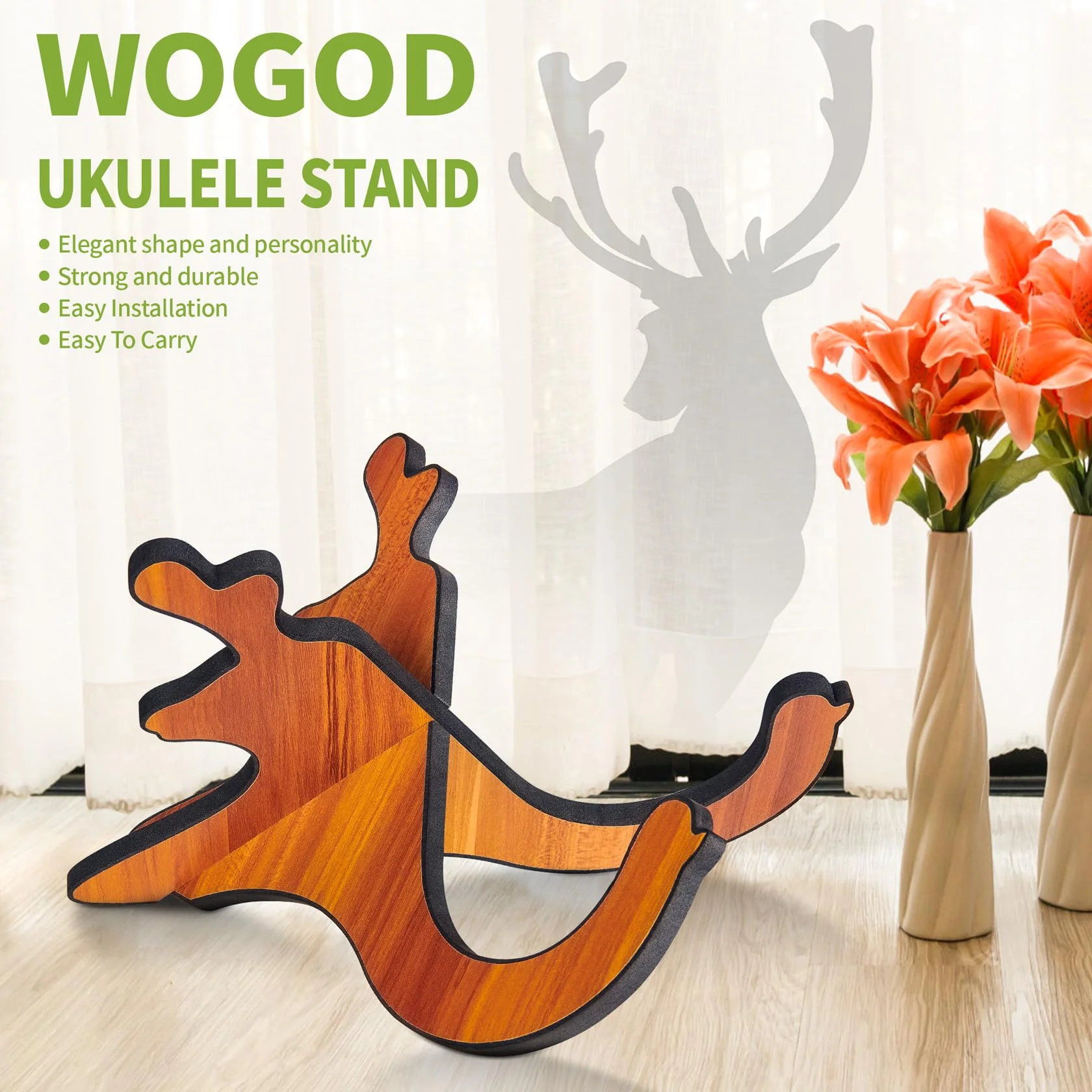 Ukulele Stand Instrument Stand - Ukelele Holder Accessory for Alto Soprano Concert Tenor, Mandolin,Violin and Banjo - Image 2