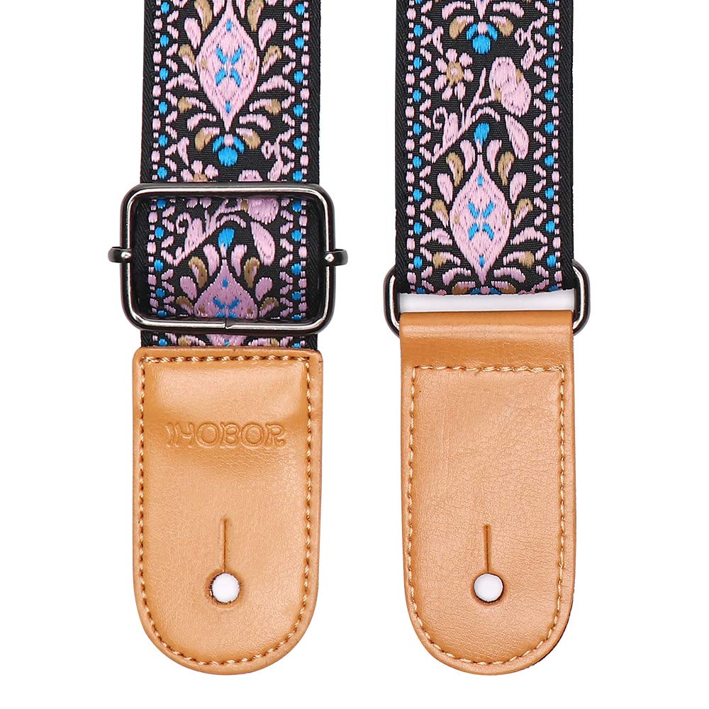 Ukulele Strap, IHOBOR Hawaiian Jacquard Pink Flower Ukelele Shoulder Strap, Suitable for Soprano Concert Tenor Baritone String Instruments - Image 6