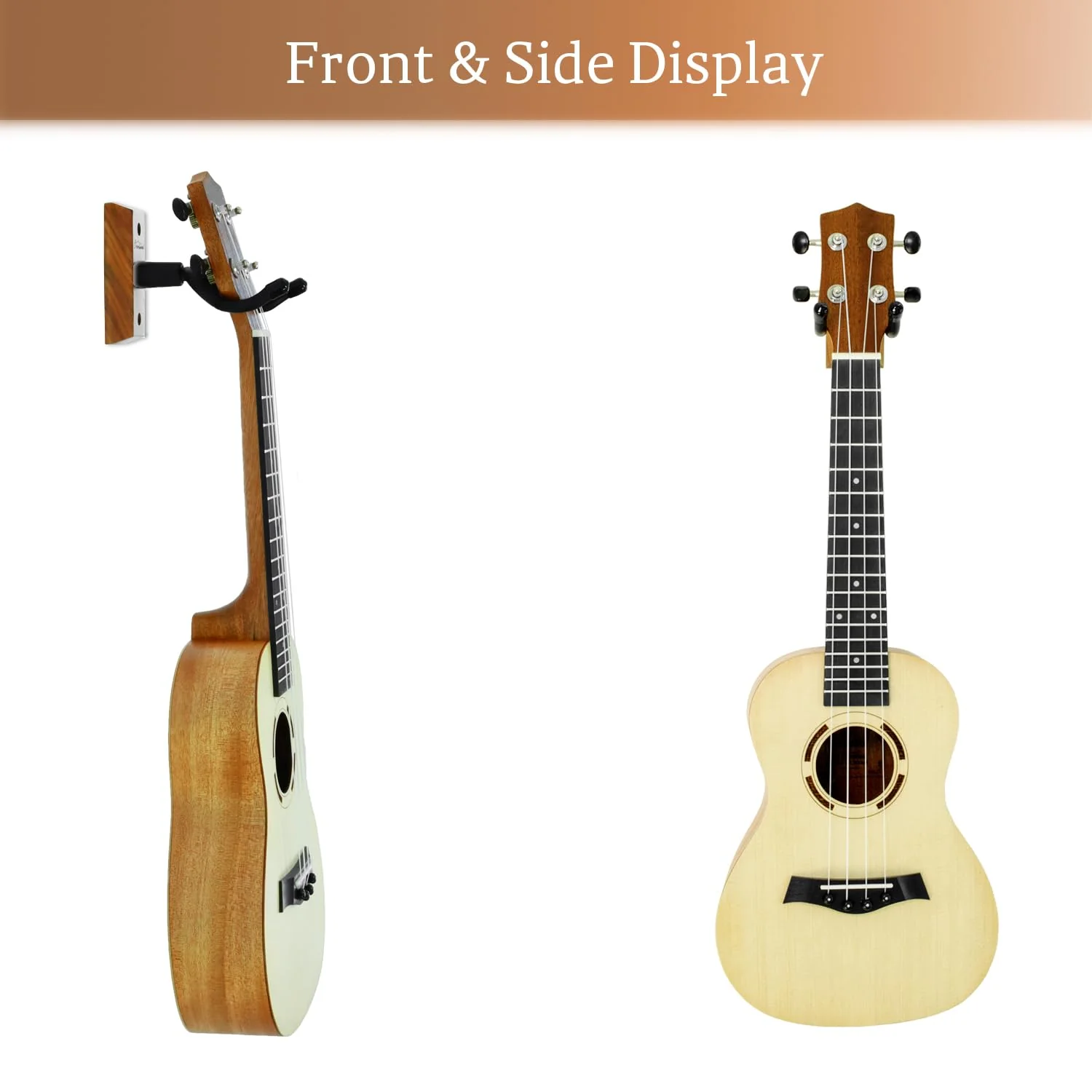 Ukulele Wall Mount Hanger 2 Pack, Black Walnut Wood U-Shaped Ukulele Holder Hanger, Ukulele Wall Mount Hook for Ukulele Banjo Mandolin Concert Pineapple Soprano Tenor and Baritone - Image 4