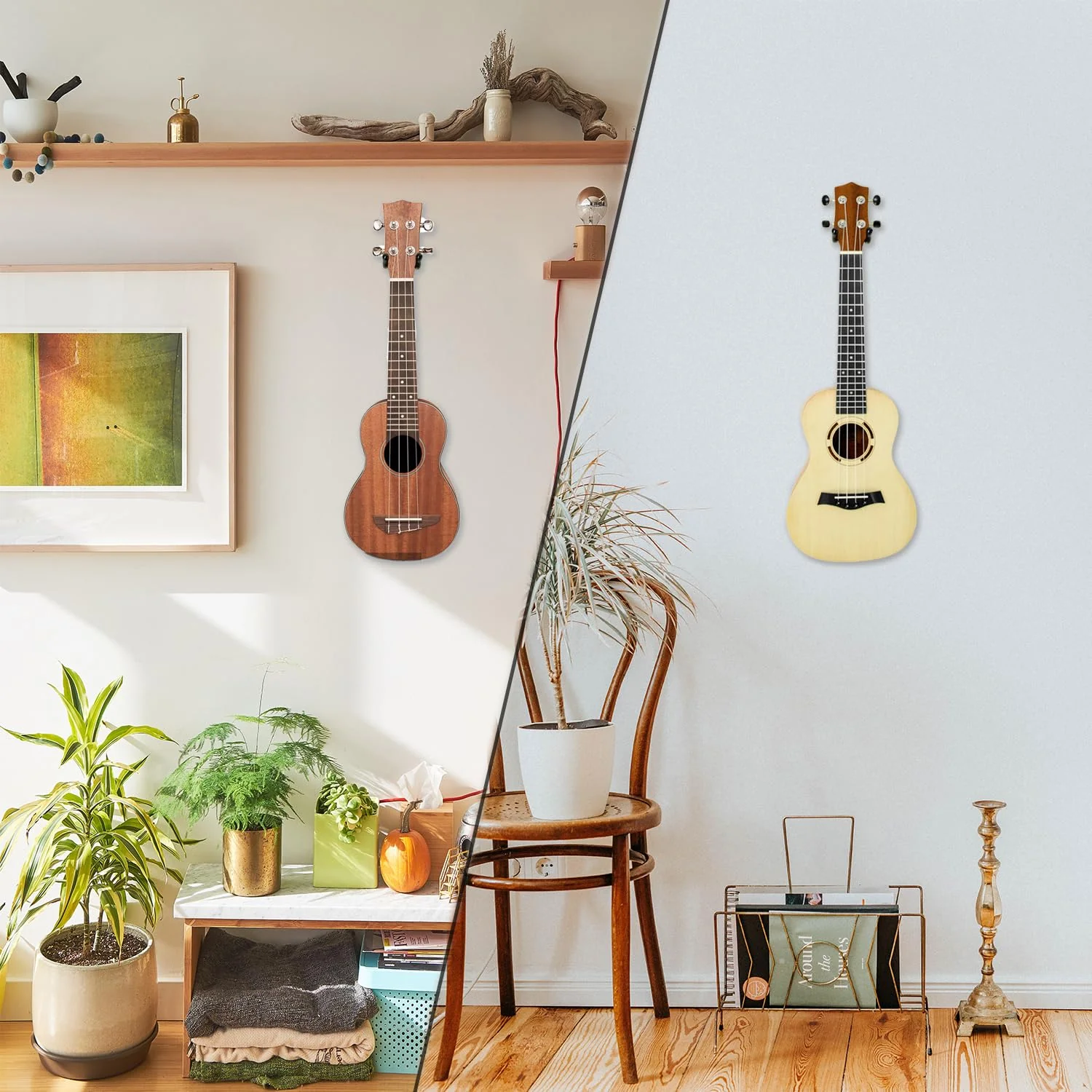 Ukulele Wall Mount Hanger, Black Walnut Wood U-Shaped Ukulele Holder Hanger, Ukulele Wall Mount Hook for Ukulele Banjo Mandolin Concert Pineapple Soprano Tenor and Baritone - Image 8