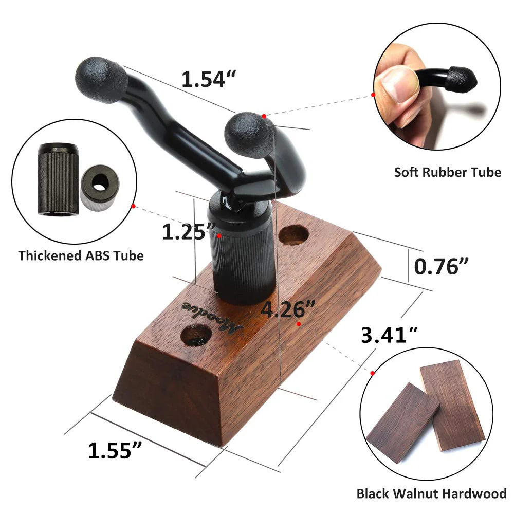 Ukulele Wall Mount Hanger, Moodve Black Walnut Ukulele Hanger Holder For Wall Fits Ukulele/Mandolin/Banjo, Ukulele Hanger Display For Concert, Home, Studio, Exhibition(1P) - Image 2