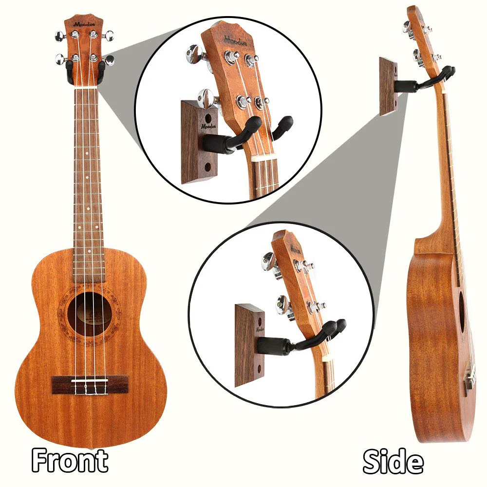 Ukulele Wall Mount Hanger, Moodve Black Walnut Ukulele Hanger Holder For Wall Fits Ukulele/Mandolin/Banjo, Ukulele Hanger Display For Concert, Home, Studio, Exhibition(1P) - Image 5