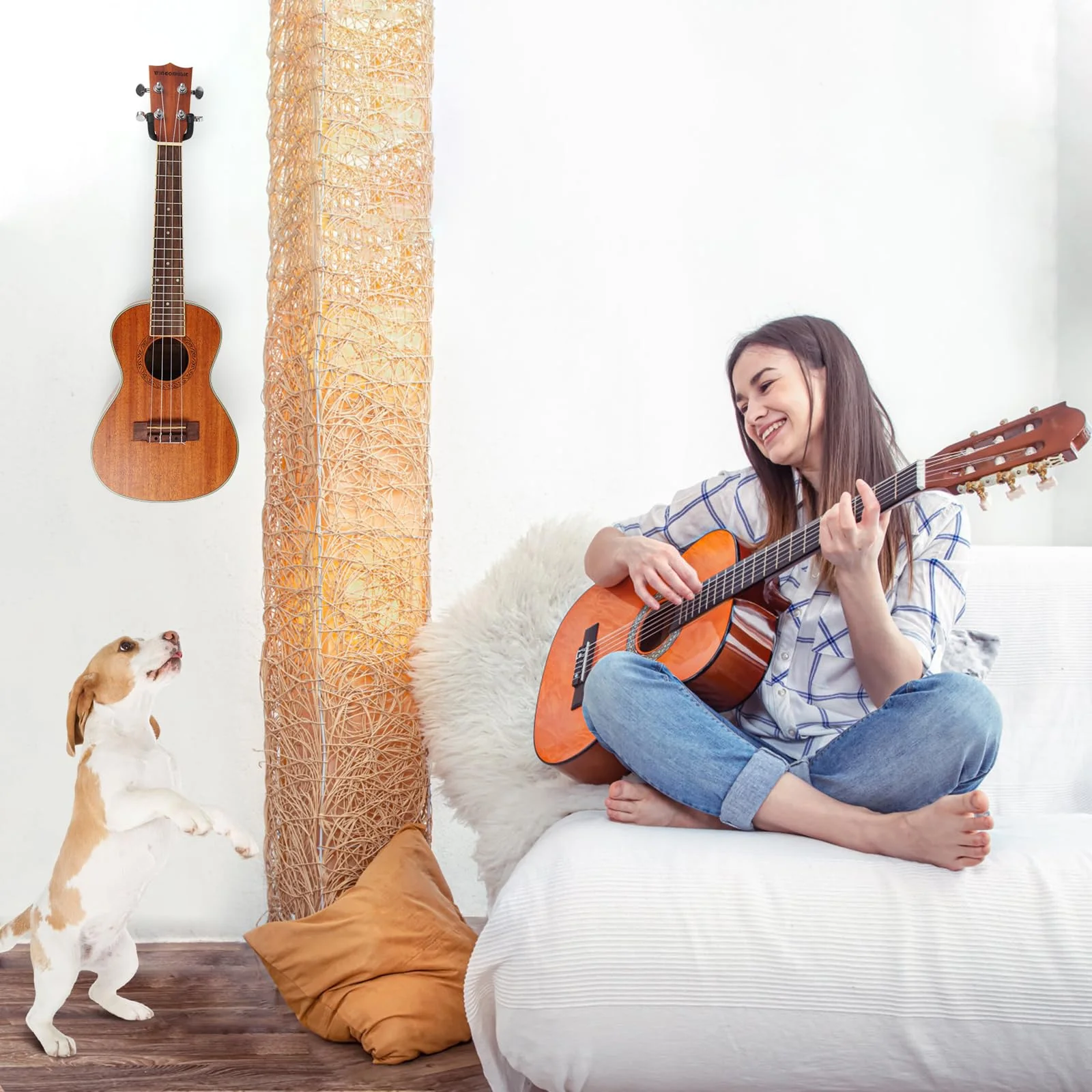Ukulele Wall Mount Hanger, Ukulele Hanger Holder For Ukele Concert Pineapple Soprano Tenor Baritone Mandolin and Banjo, Black Walnut Hardwood Ukulele Wall Hook Display For Home, Studio, Concert. - Image 7