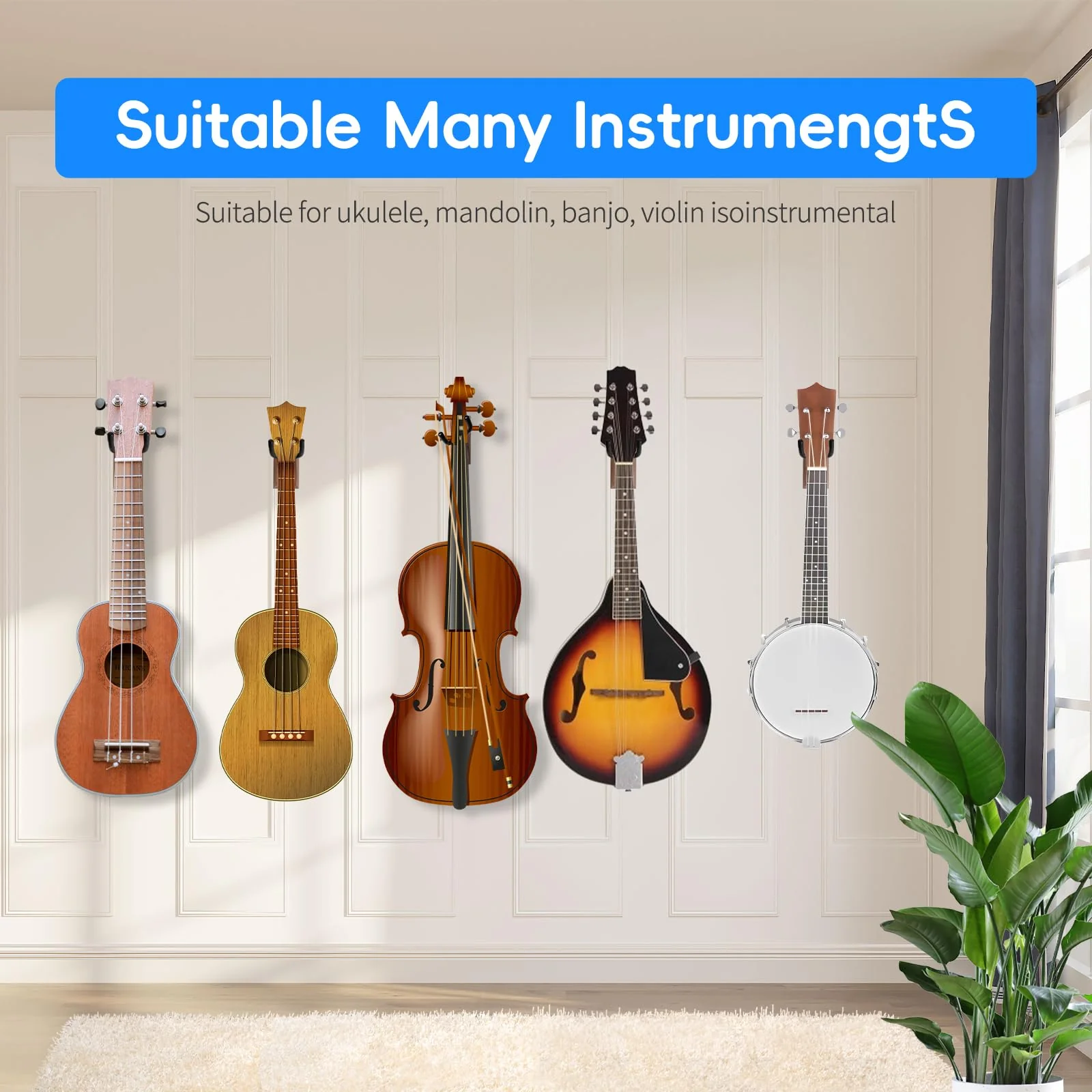 Ukulele Wall Mount,Ukulele Hanger Ukelele Stand Wall Hook for Mandolin Ukele Soprano Tenor and Baritone - Image 6