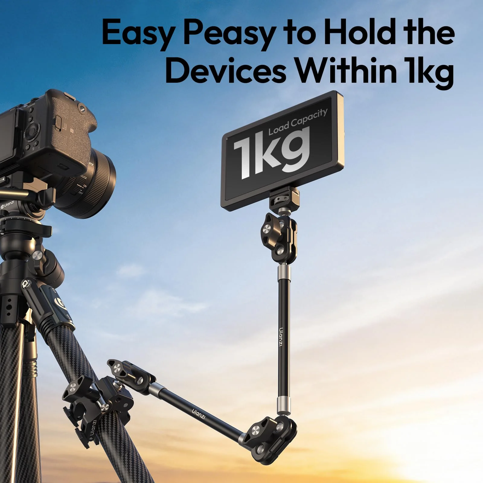 ULANZI 22'' CO78 Magic Arm w Desk C Clamp, Camera Mount Articulating Friction Arm w Super Clamp, 1/4" & ARRI Pins, Overhead Phone Mount Holder Stand, 1kg f Phone & Action Cam, Video Light - Image 6